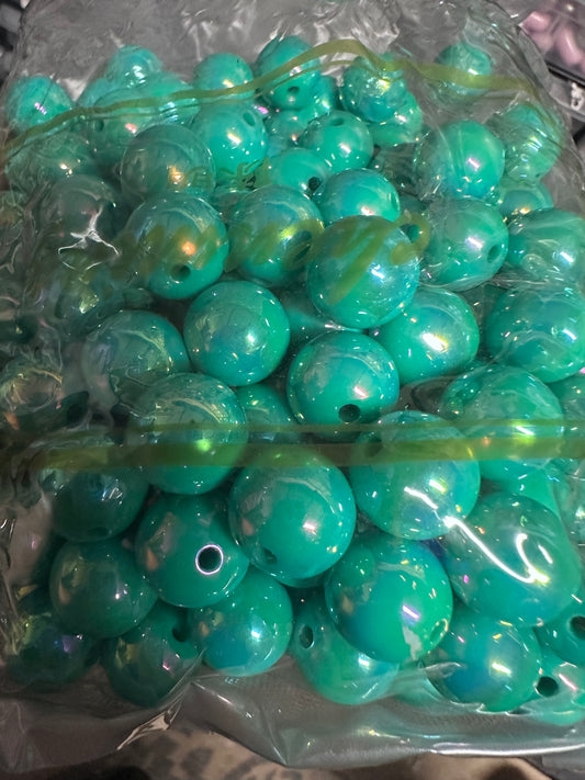 Green full bag of 200 jelly beads/ 16 mm / UV coated