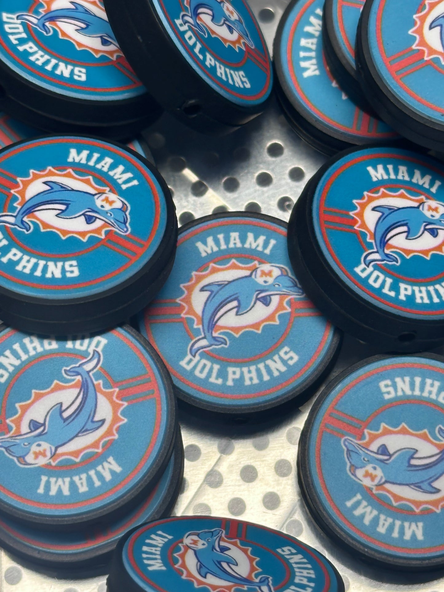 NEW Miami Dolphins focal bead/ perfect for bag charms-cup charms-beaded pens