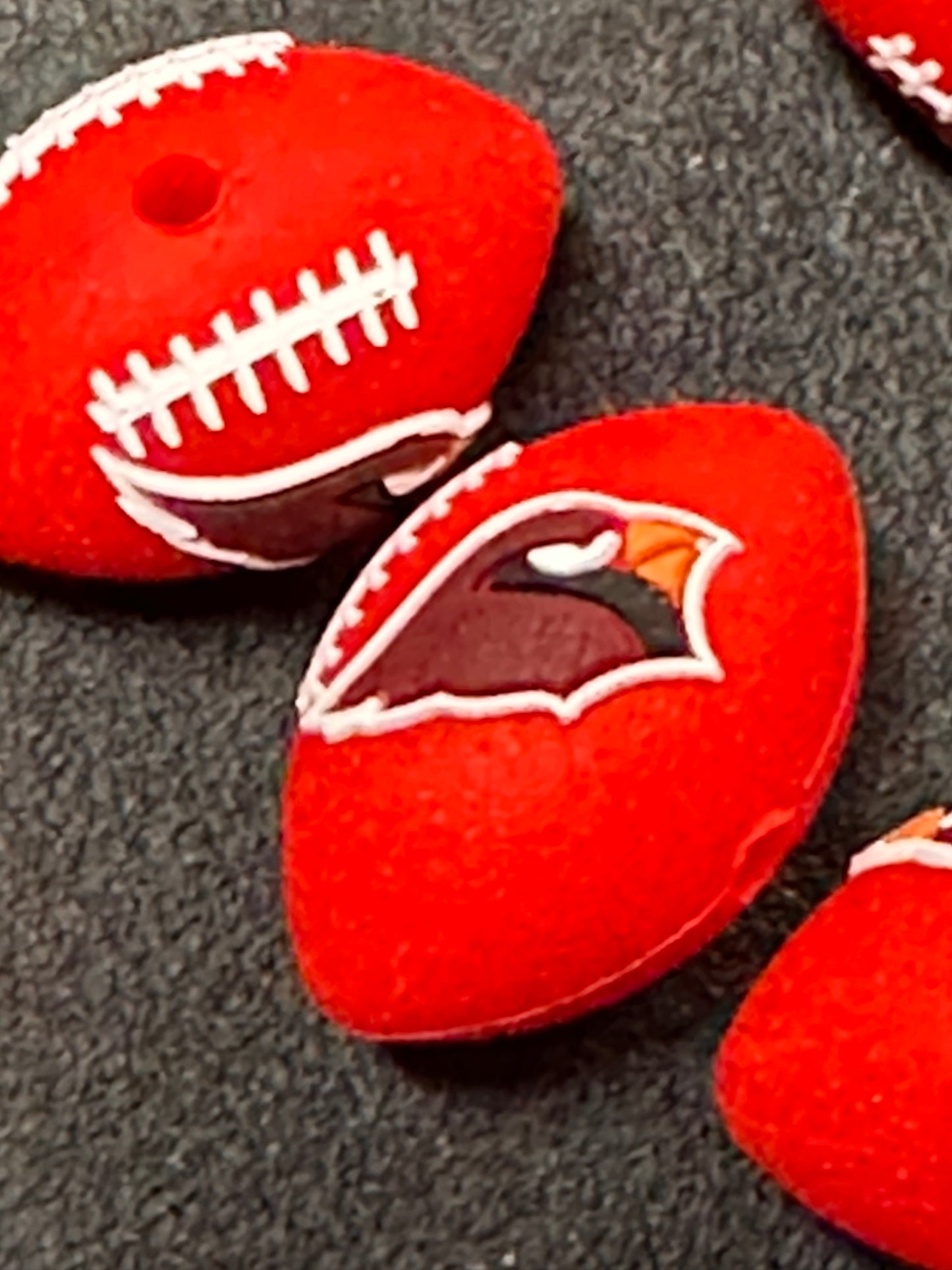 NEW 3D Arizona Cardinals focal beads/ football shaped silicone bead/ pen bead/ keychain bead