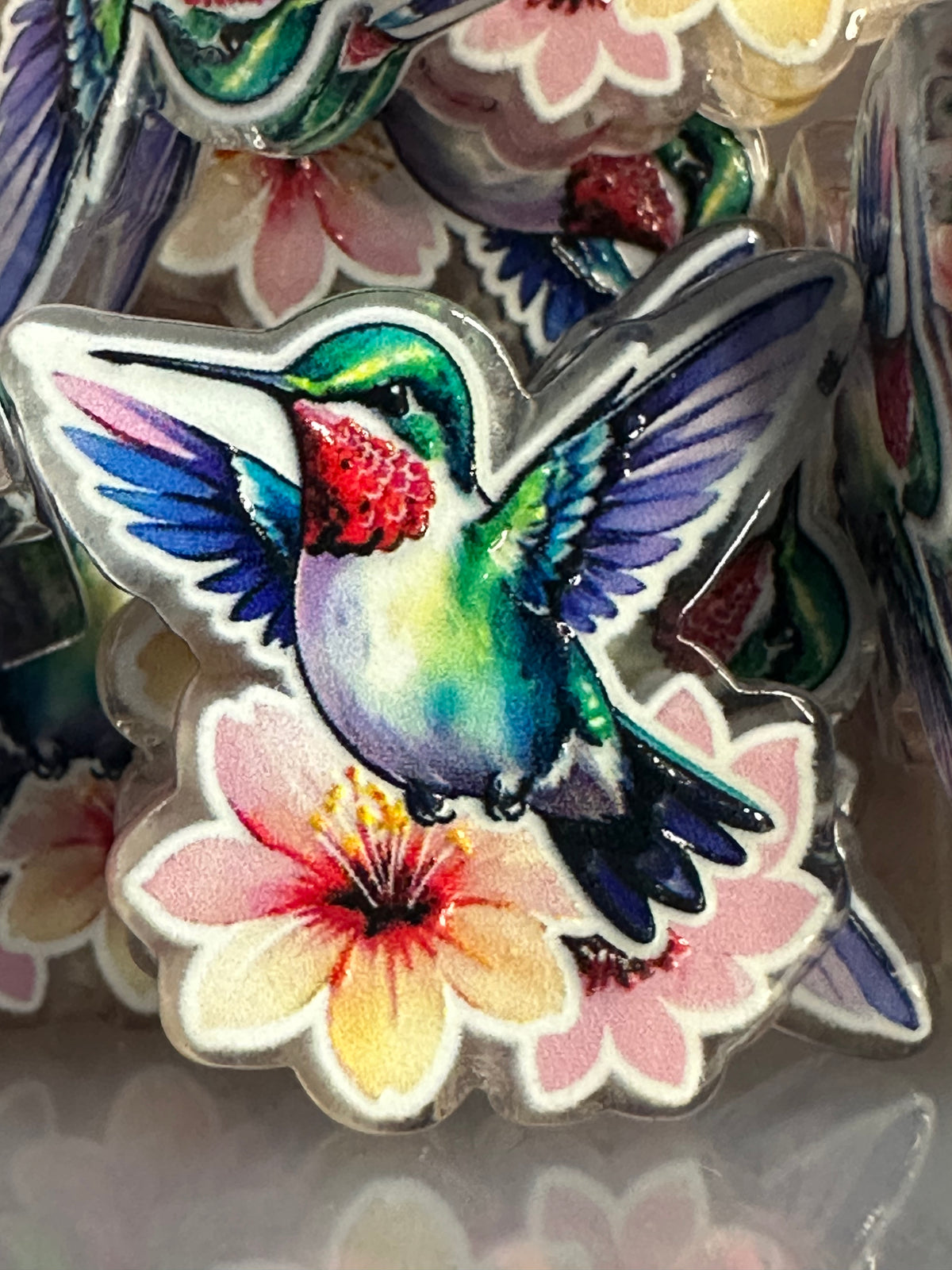Hummingbird acrylic focal bead- set of 2/ focal bead/ pen beading / keychain bead/