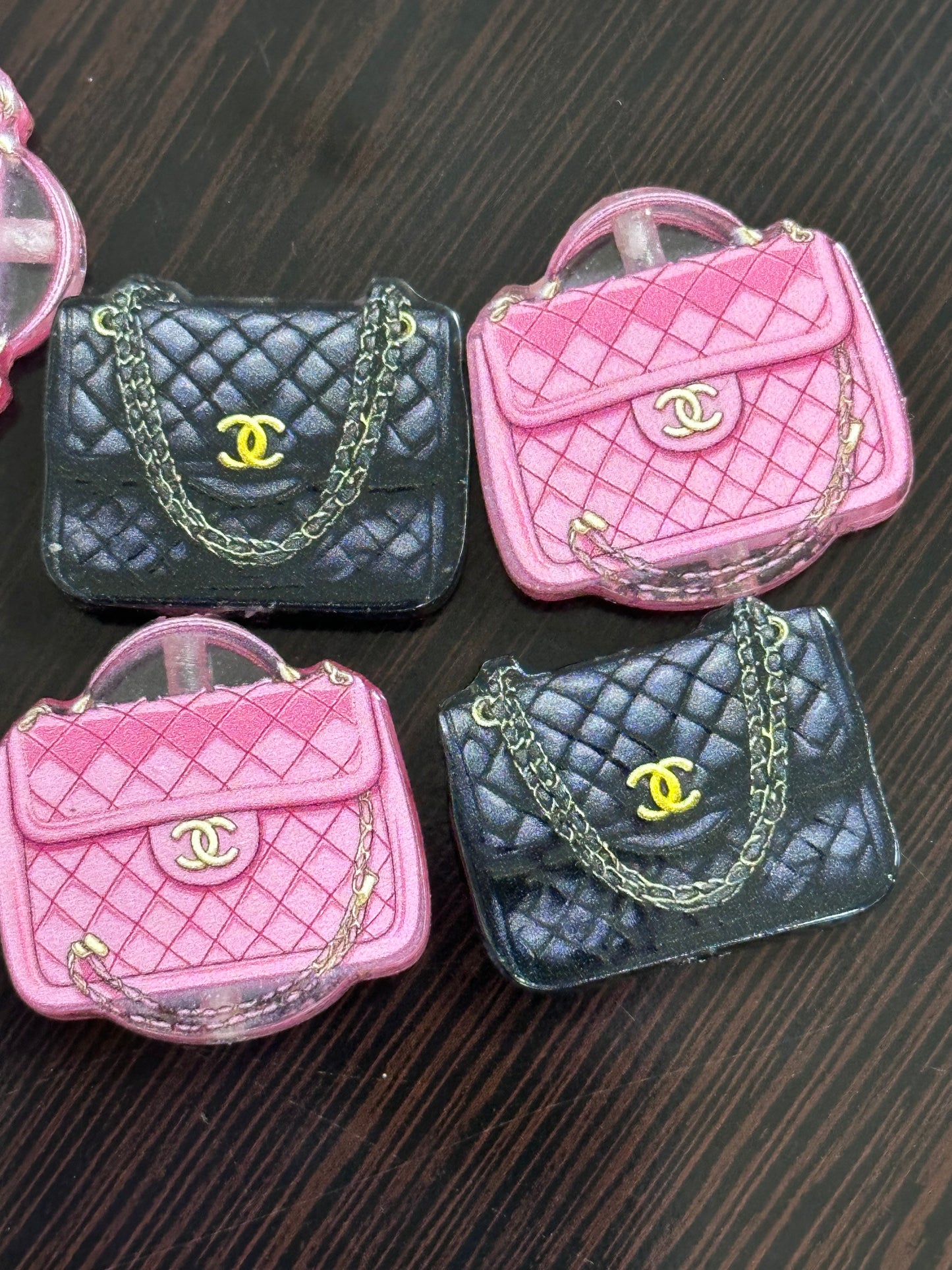 Fancy purse acrylic focal bead- set of 2 -one of each color/ focal bead/ pen beading / keychain bead/handbag