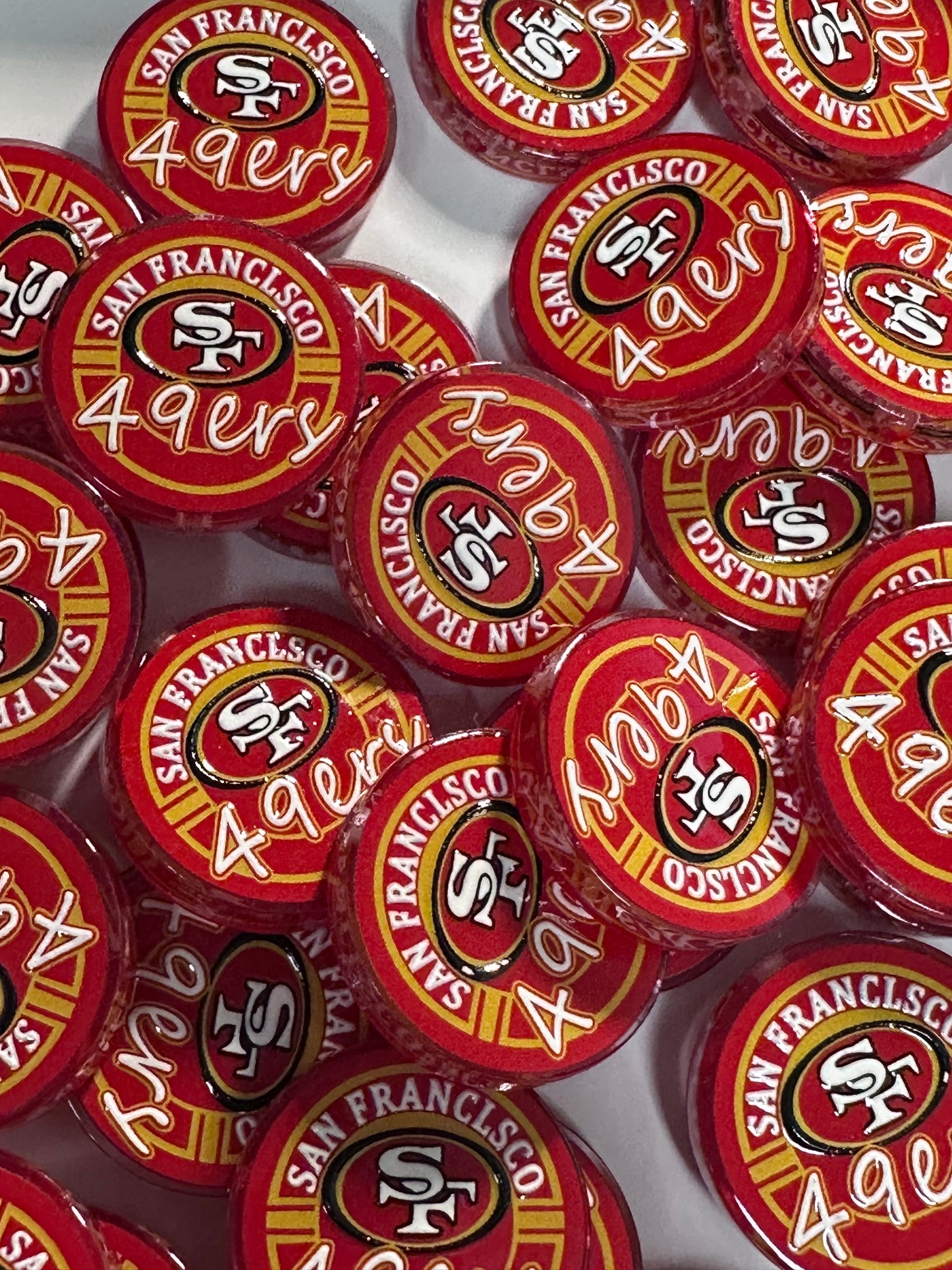 NEW San Francisco 49ers acrylic focal bead- set of 2/ focal bead/ pen beading / keychain bead /football