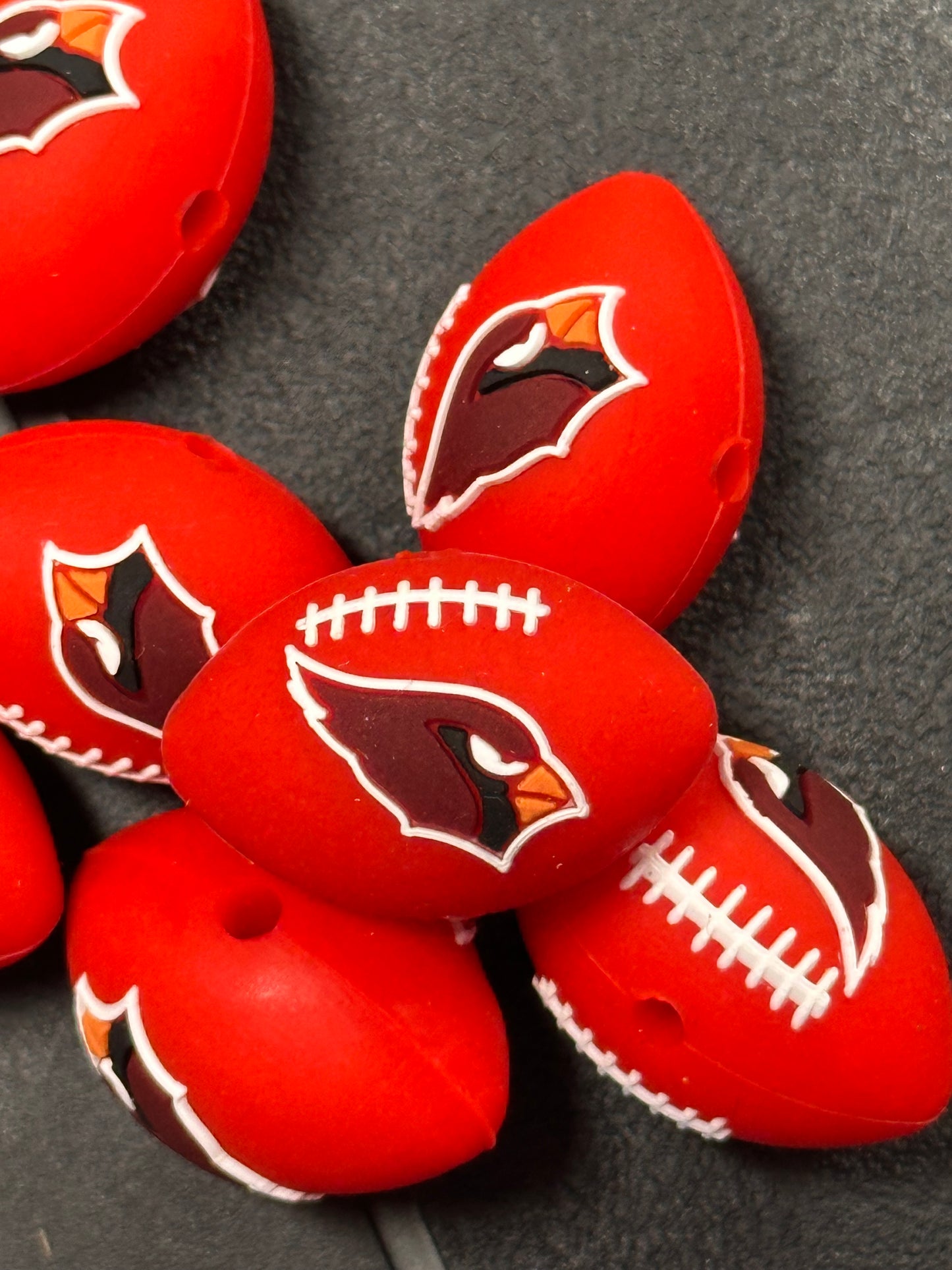 NEW 3D Arizona Cardinals focal beads/ football shaped silicone bead/ pen bead/ keychain bead