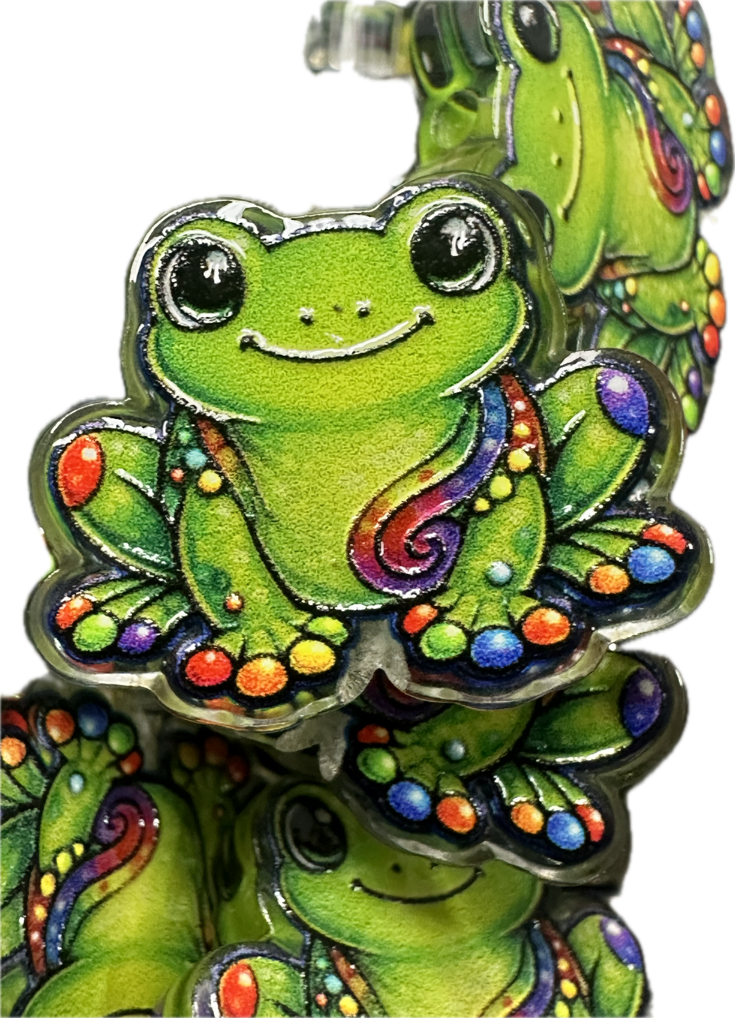 Colorful frog acrylic focal bead- set of 2/ focal bead/ pen beading / keychain bead/