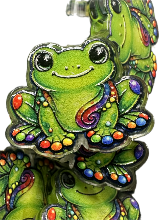 Colorful frog acrylic focal bead- set of 2/ focal bead/ pen beading / keychain bead/