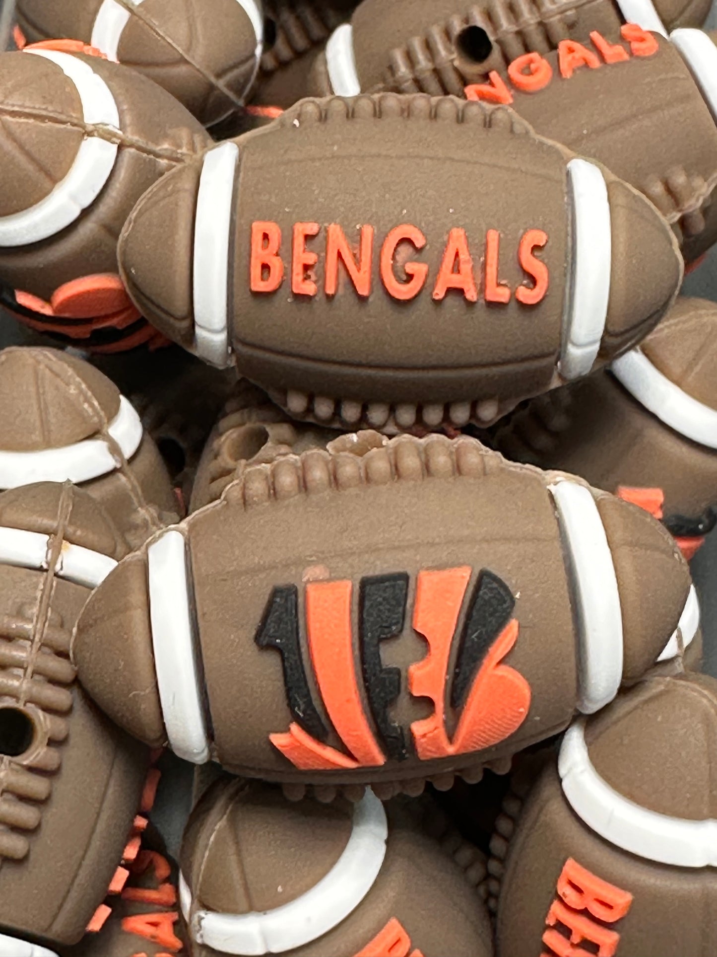 3D football shaped Bengals focal bead