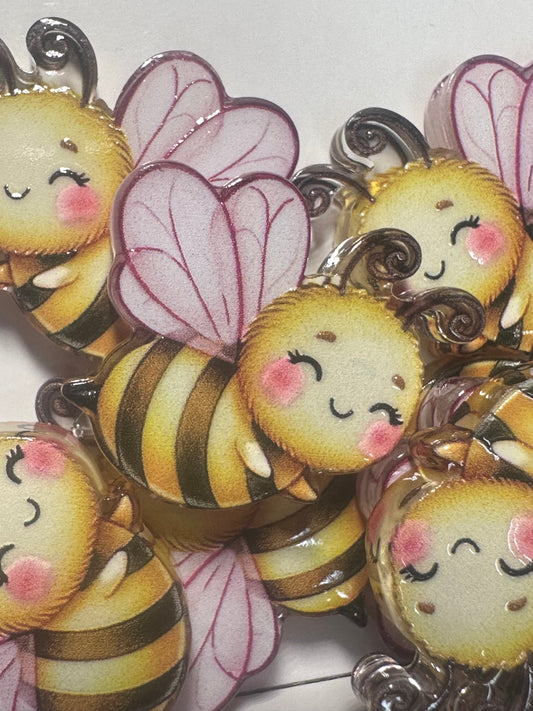 Flying bumble bee acrylic focal bead- set of 2/ focal bead/ pen beading / keychain bead/ bumble bee