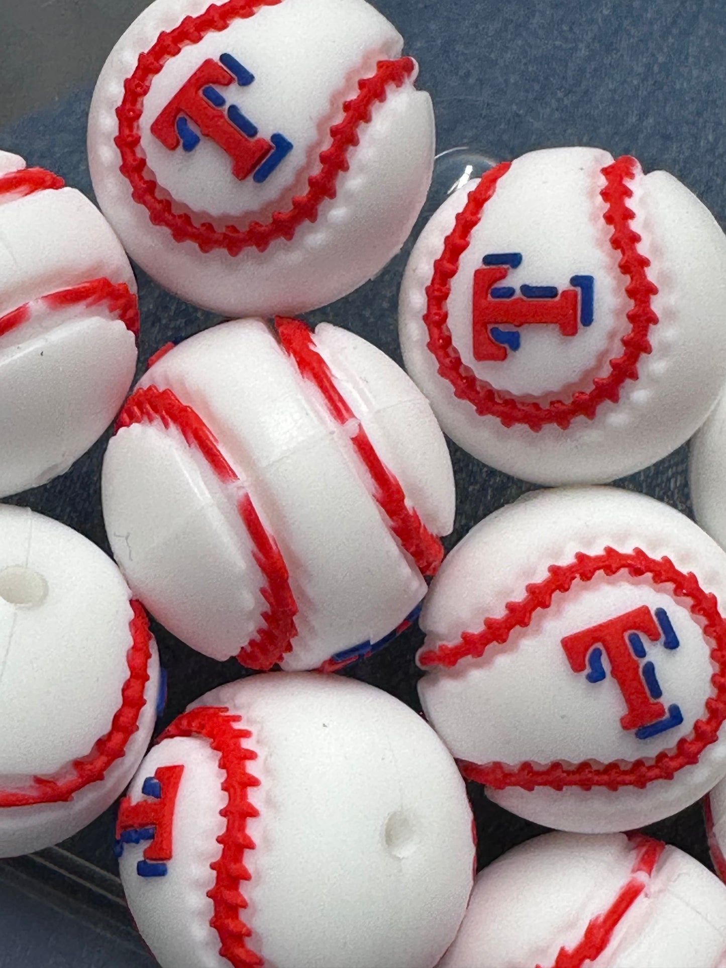 3D baseball team focal bead/ baseball shaped silicone focal bead