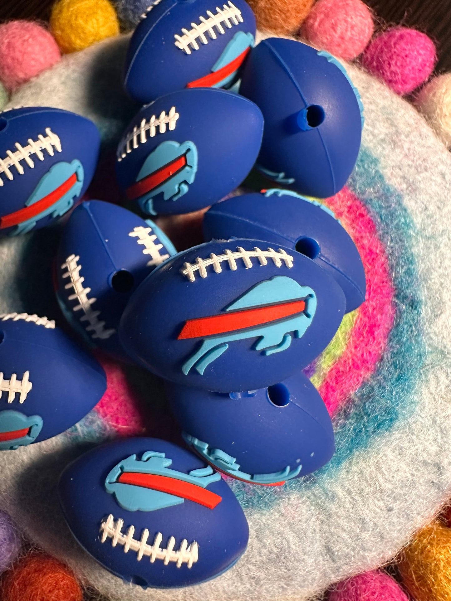 3D Buffalo Bills focal bead design / football shaped