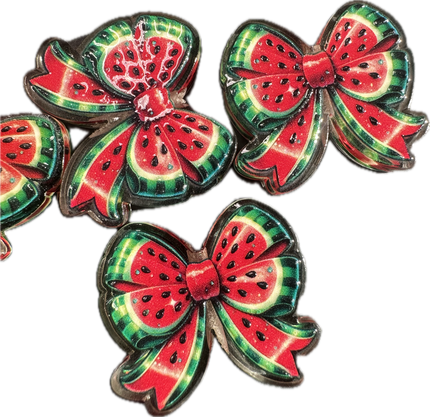 Watermelon bow design acrylic focal bead- set of 2/ focal bead/ pen beading / keychain bead / summer