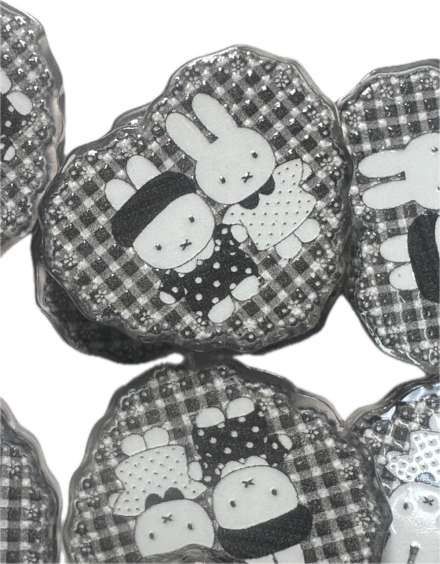 Heart shaped bunnies acrylic focal bead- set of 2/ focal bead/ pen beading / keychain bead/