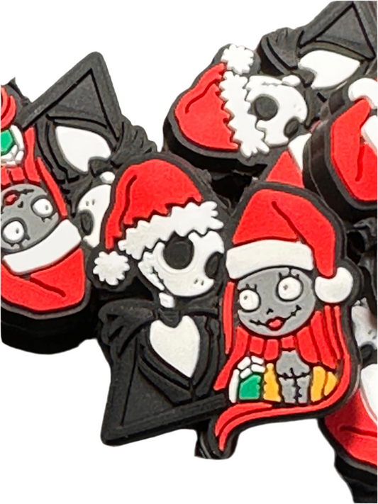Christmas Focal Bead/ beadable pen/ Silicone  bead/ keychain bead/ scary couple