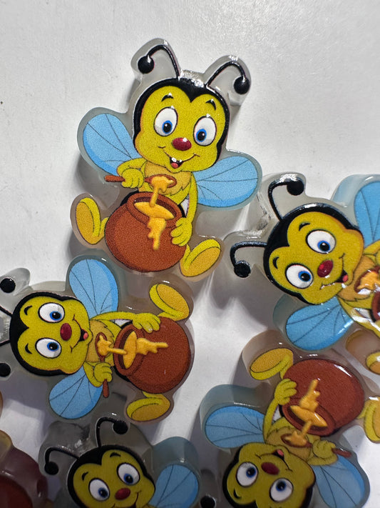 Bee with honey acrylic focal bead- set of 2/ focal bead/ pen beading / keychain bead