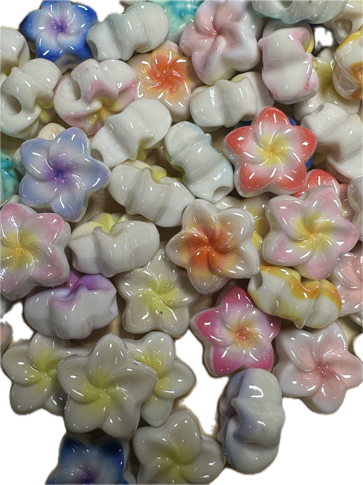 Flower shaped acrylic beads- set of 10 or 20