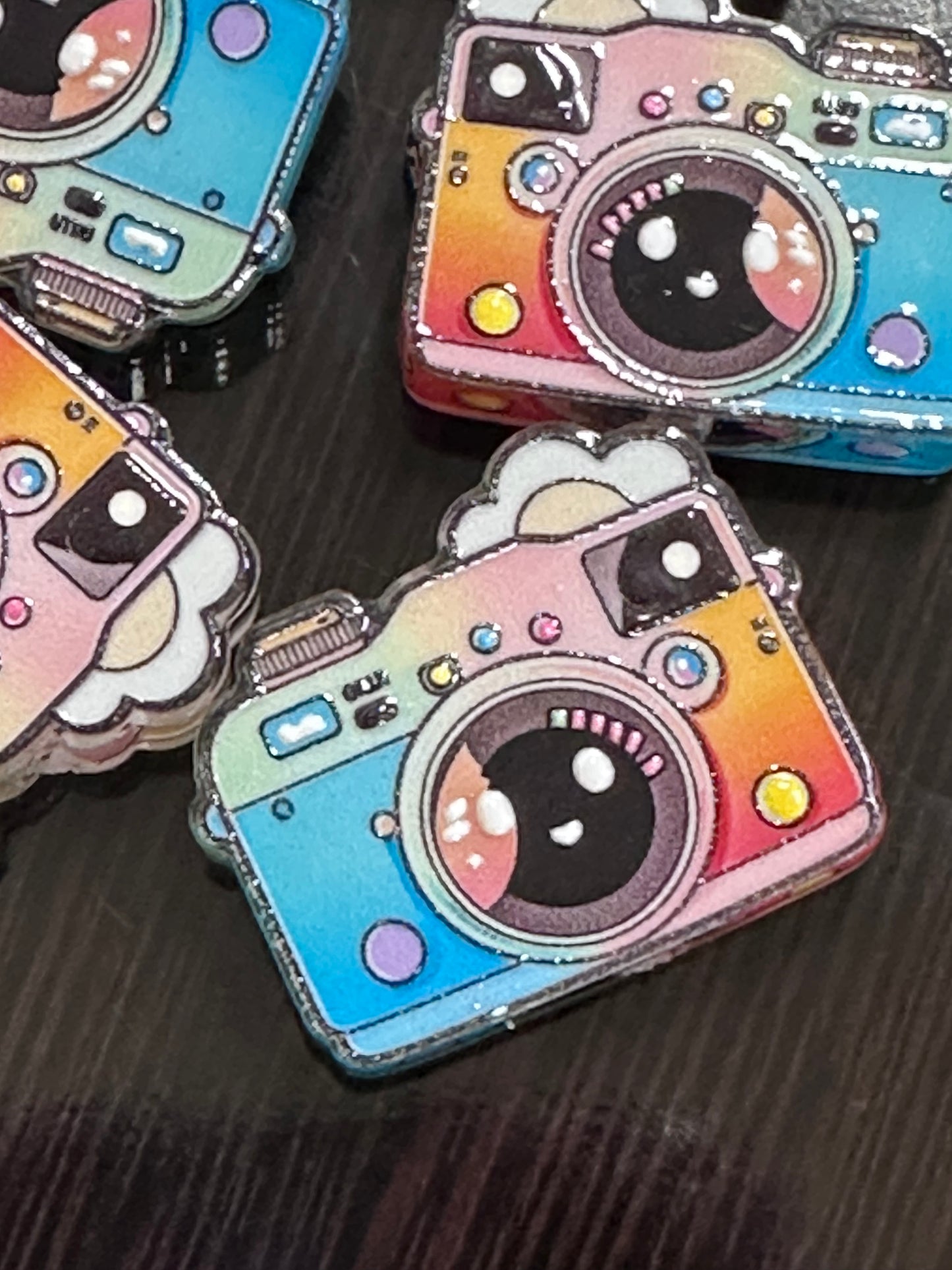 Colorful camera acrylic focal bead- set of 2/ focal bead/ pen beading / keychain bead