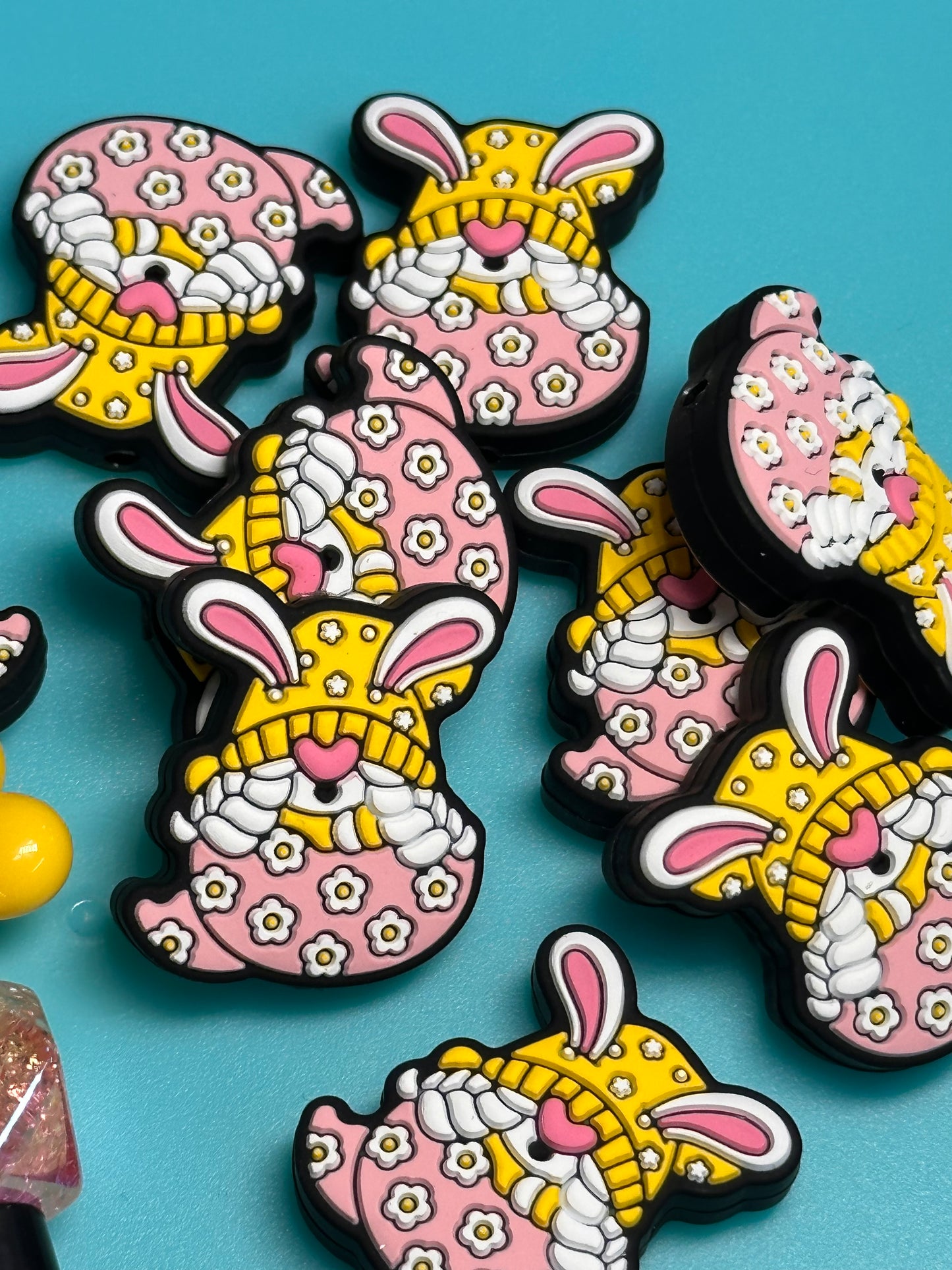 Easter bunny gnome focal bead/ silicone bead/ pen beading/ DIY/ Easter egg/ bunny ears gnome