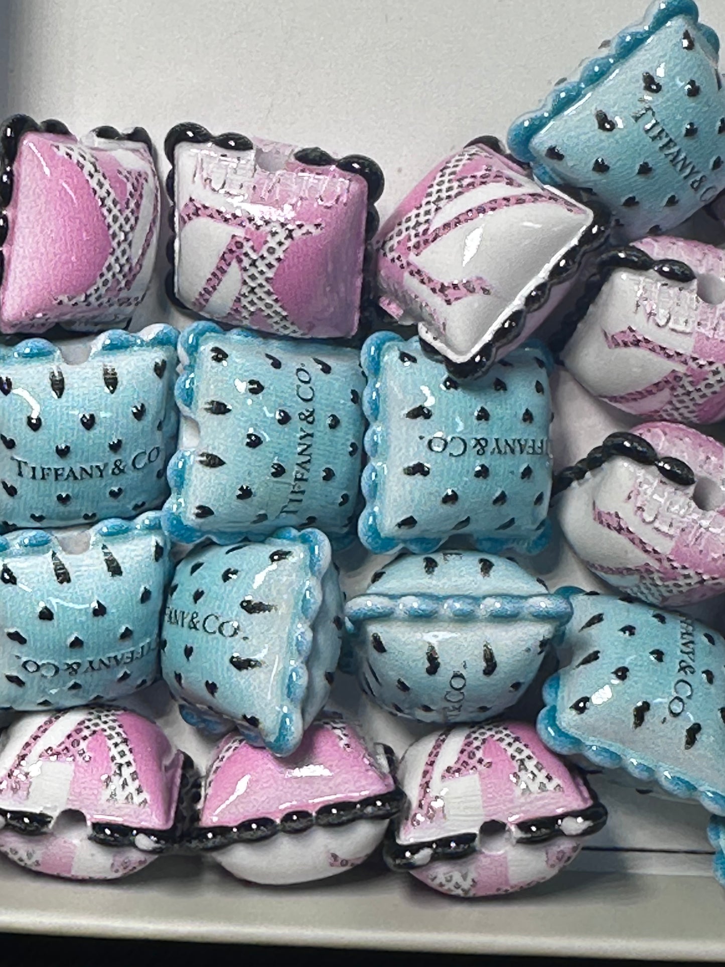 Design Pillow acrylic focal bead- set of 2/ focal bead/ pen beading / keychain bead/