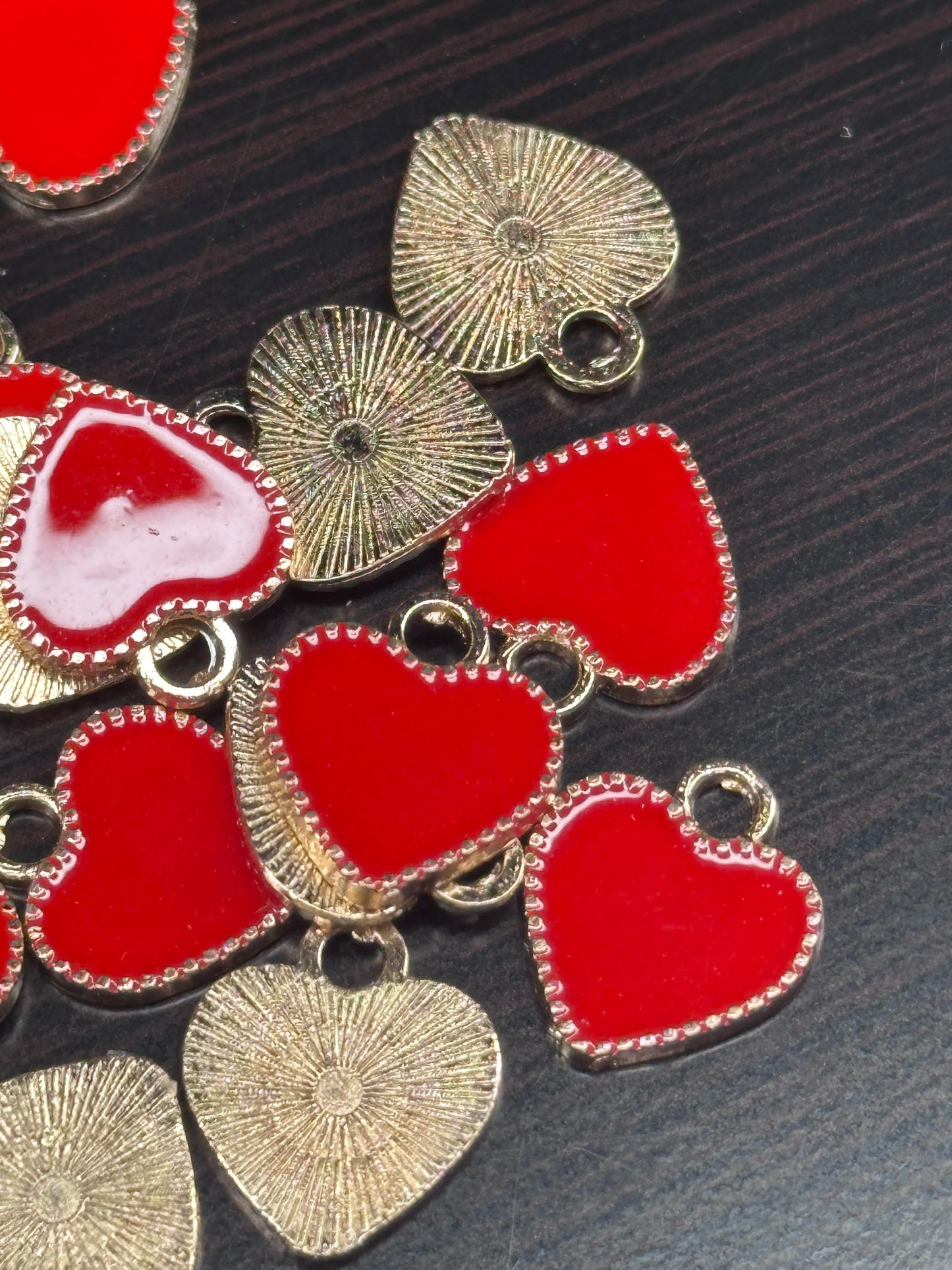 Red hearts enamel metal charms/ DIY charm bracelet/ DIY necklace/ valentines day