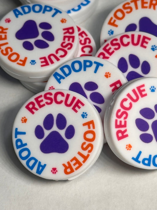 Rescue Foster Adopt Dog/ Focal Bead/ beadable pen/ Silicone  bead/ keychain bead/ puppy/