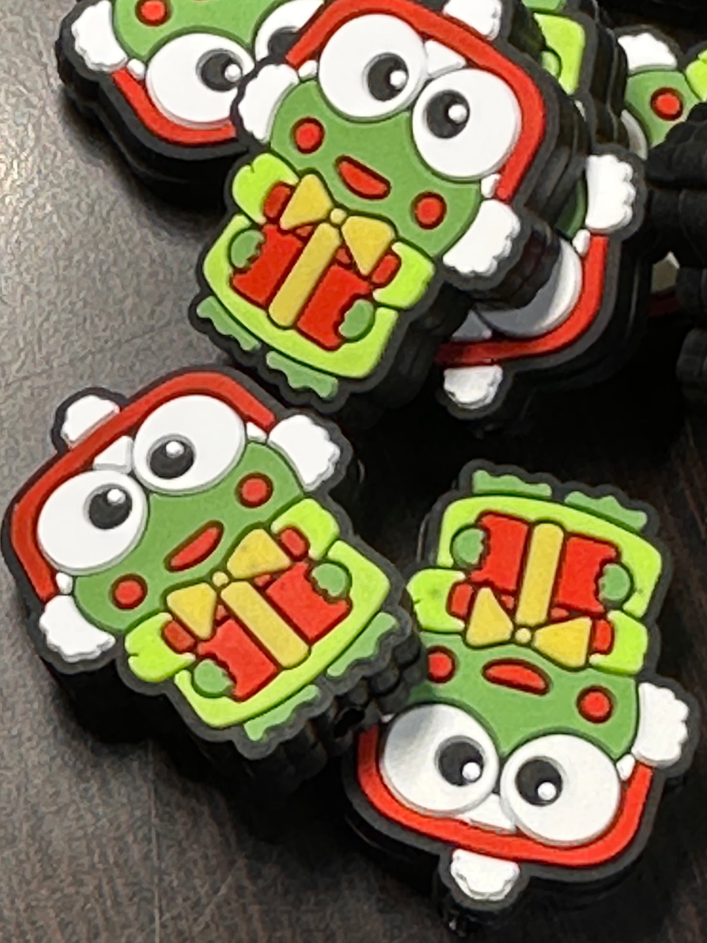 Christmas Focal Bead/ beadable pen/ Silicone  bead/ keychain bead/ green frog