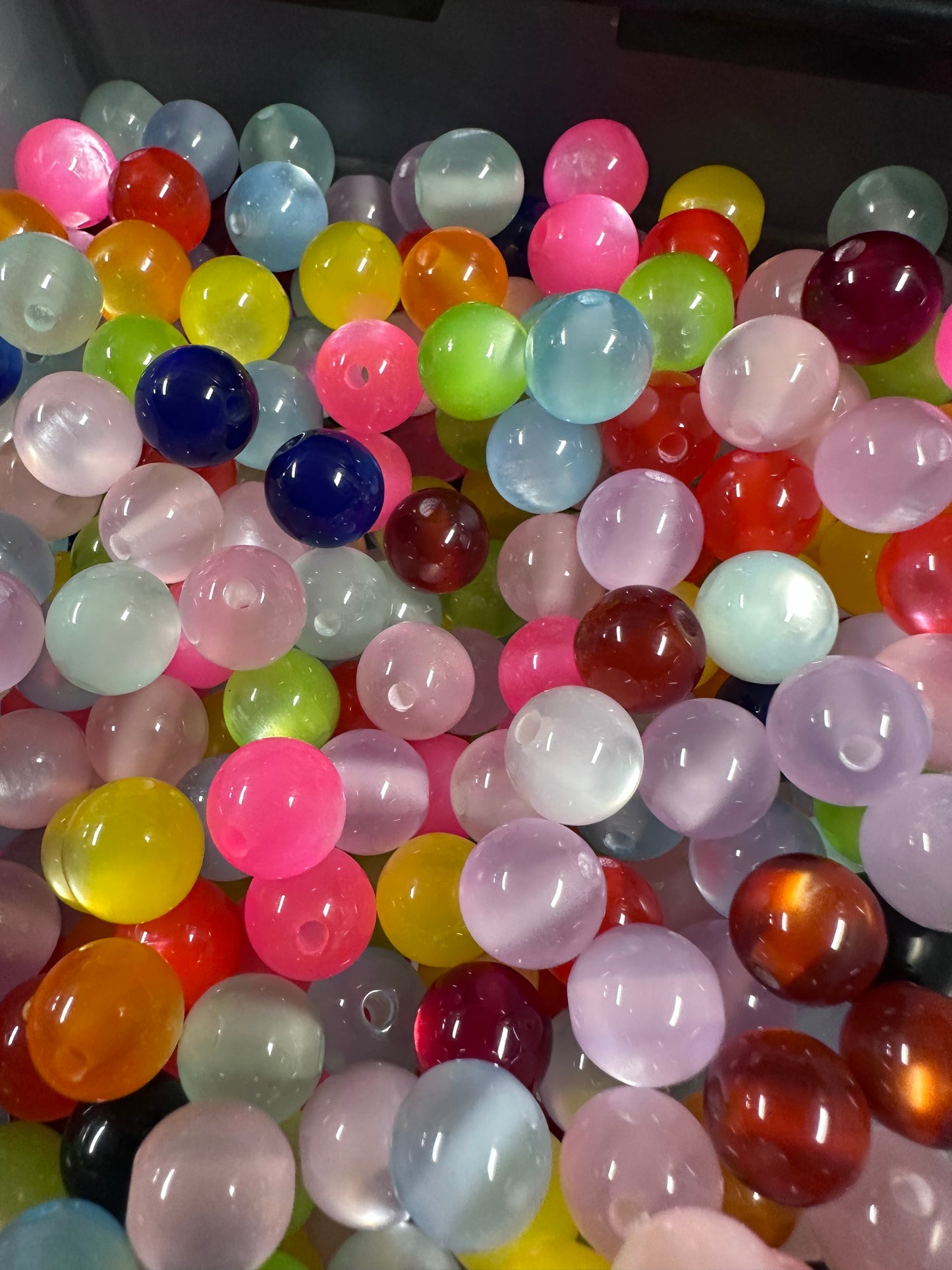 10mm Cat Eye Acrylic Beads – Assorted Colors | Sets of 10, 25, 50. Perfect for jewelry DIY