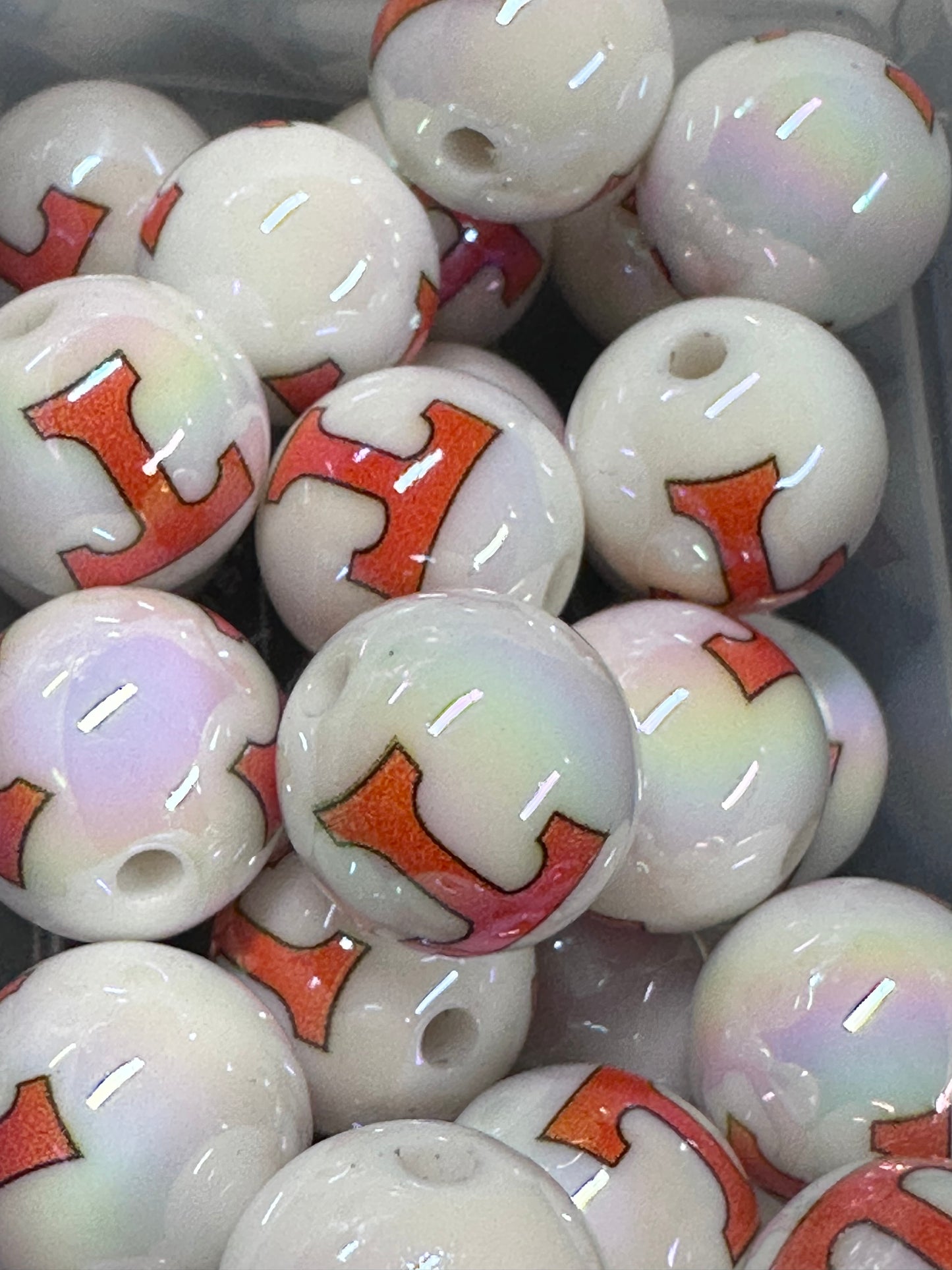 University of Tennessee 16mm Sports Print Beads • Set of 10 • Great for Pens, Keychains & Crafts-