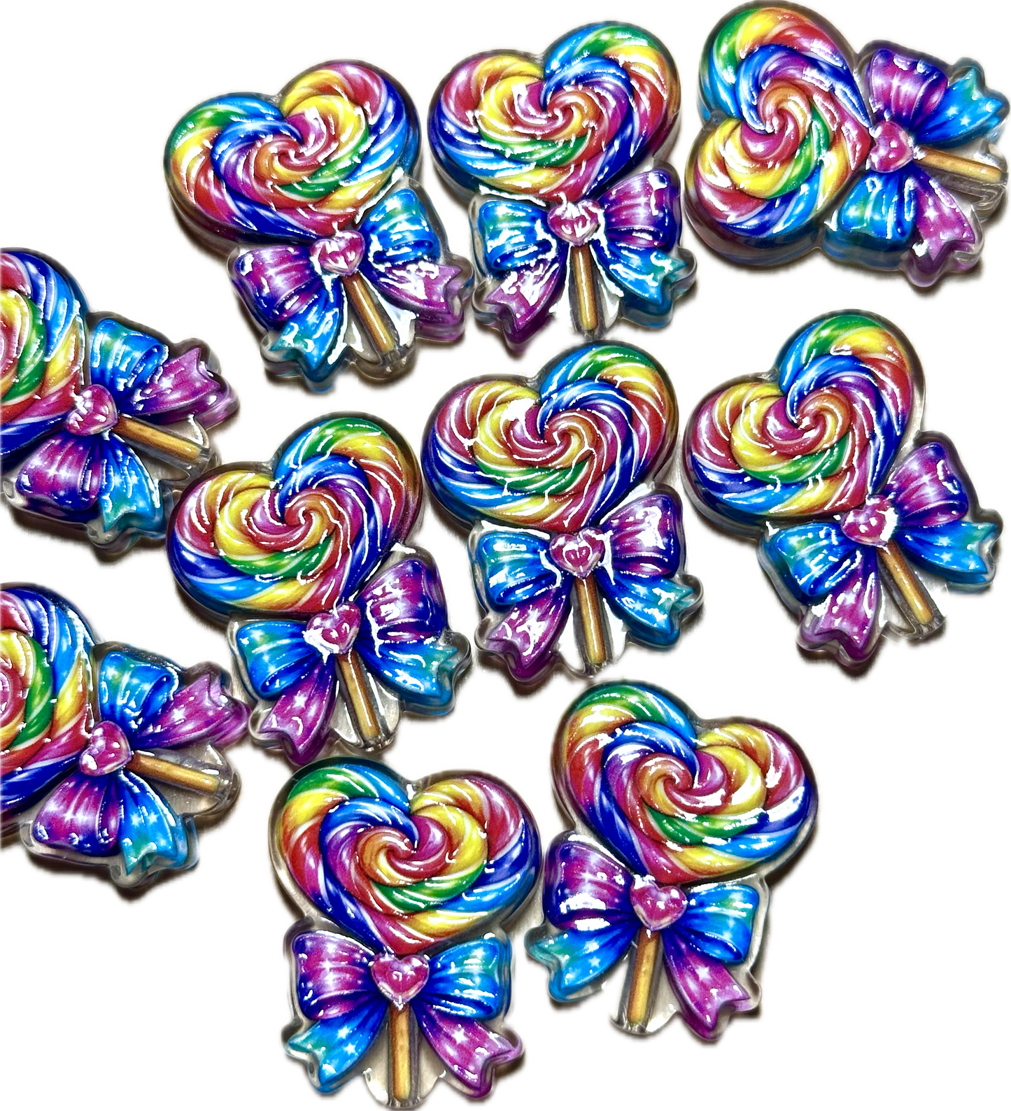 Colorful Heart Lollipop acrylic focal bead- set of 2/ focal bead/ pen beading / keychain bead/