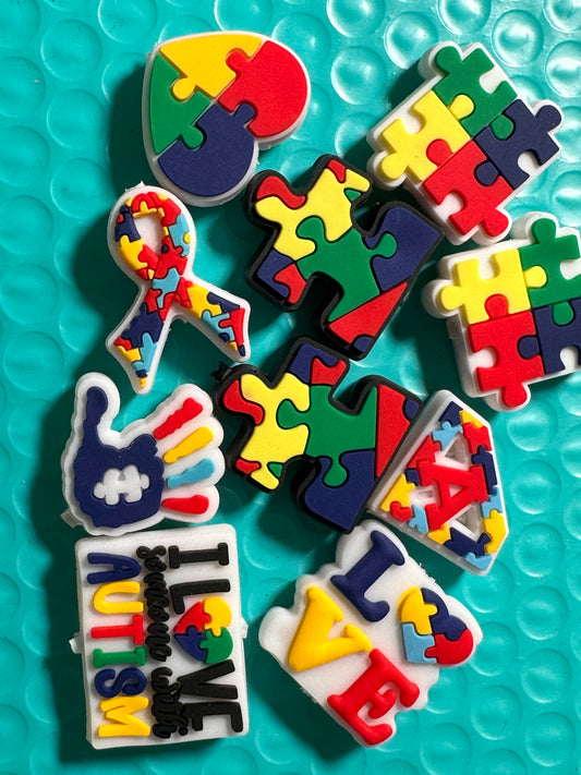 Autism Awareness Puzzle Focal Beads/ beadable pen/ Silicone  bead/ keychain bead/ many designs