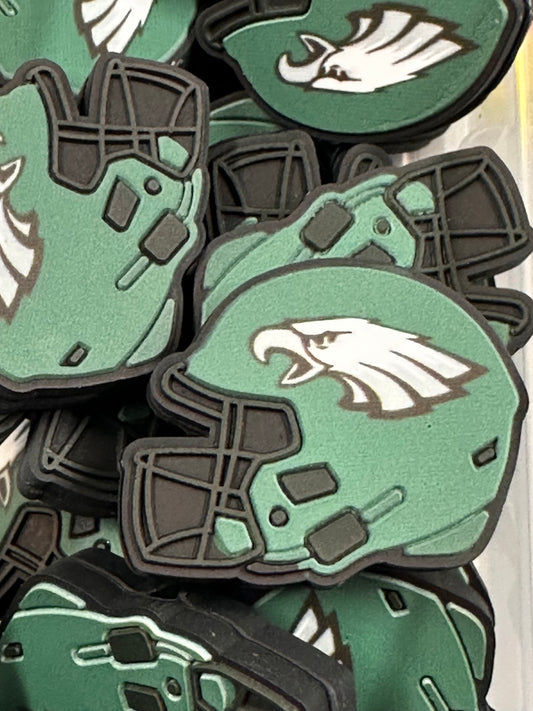 Philadelphia Eagles focal bead/helmet shaped silicone bead