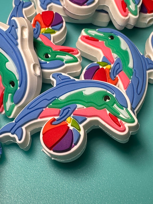 Colorful dolphin/ silicone focal bead/ pen beading / DIY keychain bead