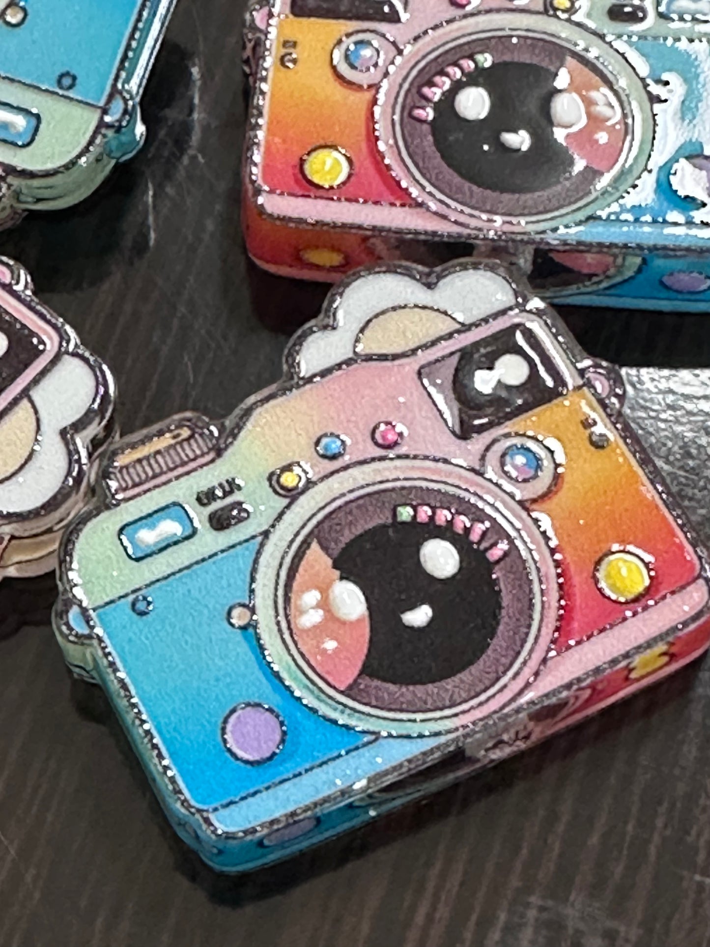 Colorful camera acrylic focal bead- set of 2/ focal bead/ pen beading / keychain bead
