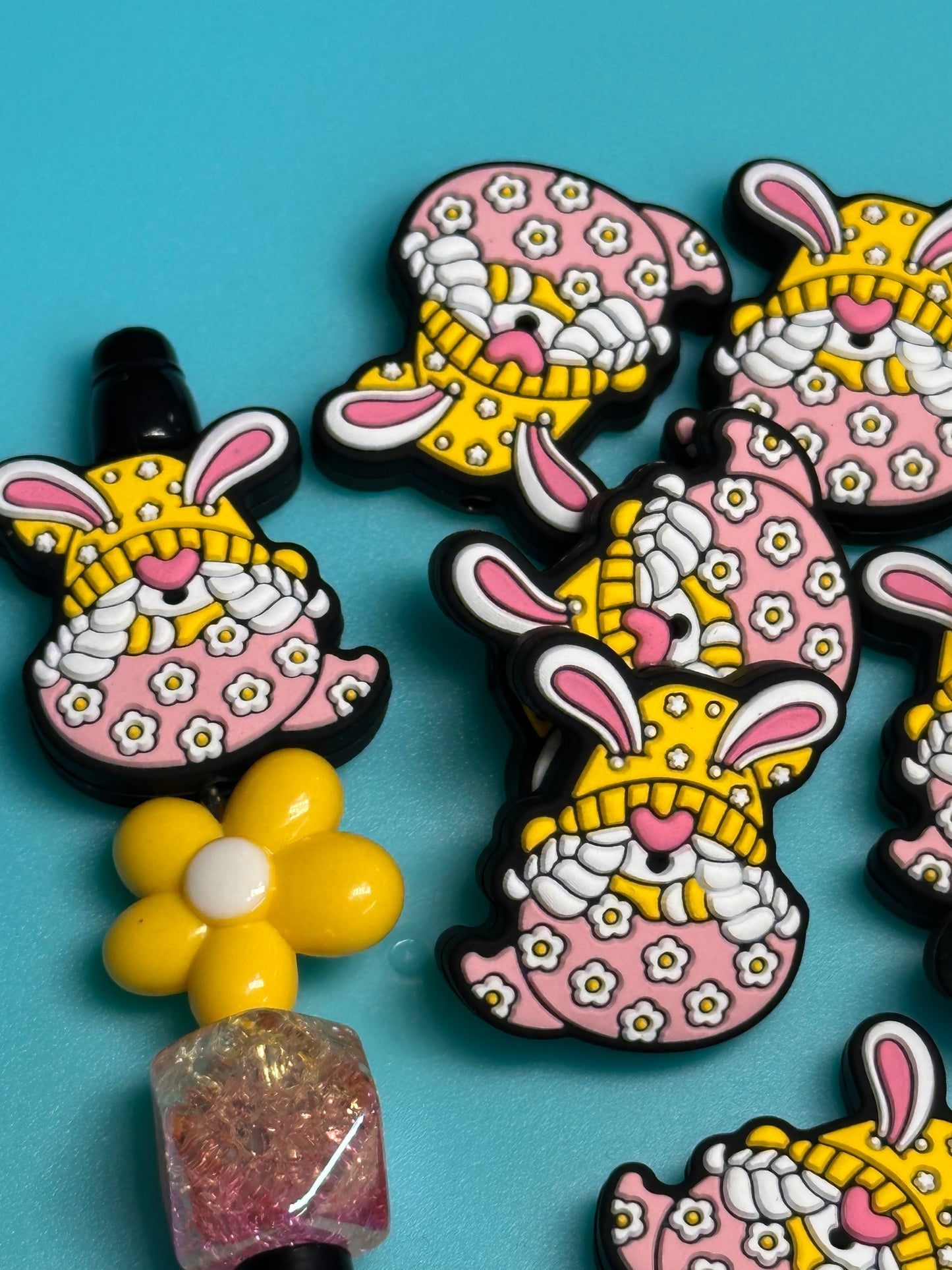 Easter bunny gnome focal bead/ silicone bead/ pen beading/ DIY/ Easter egg/ bunny ears gnome