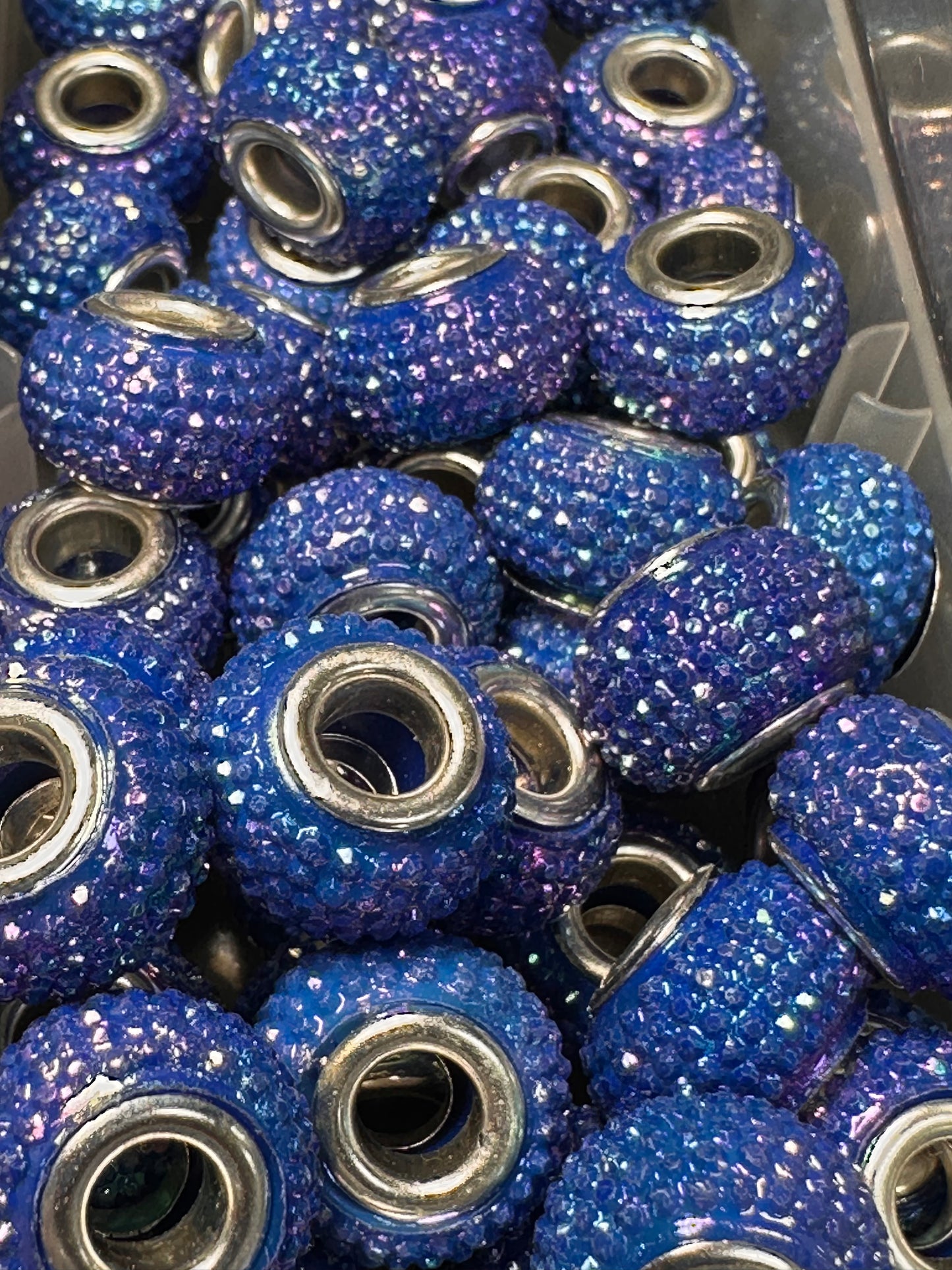 Rhinestone fancy spacer beads-Dark Blue / jewelry/ beadable pen beads/ keychain bead/ DIY/