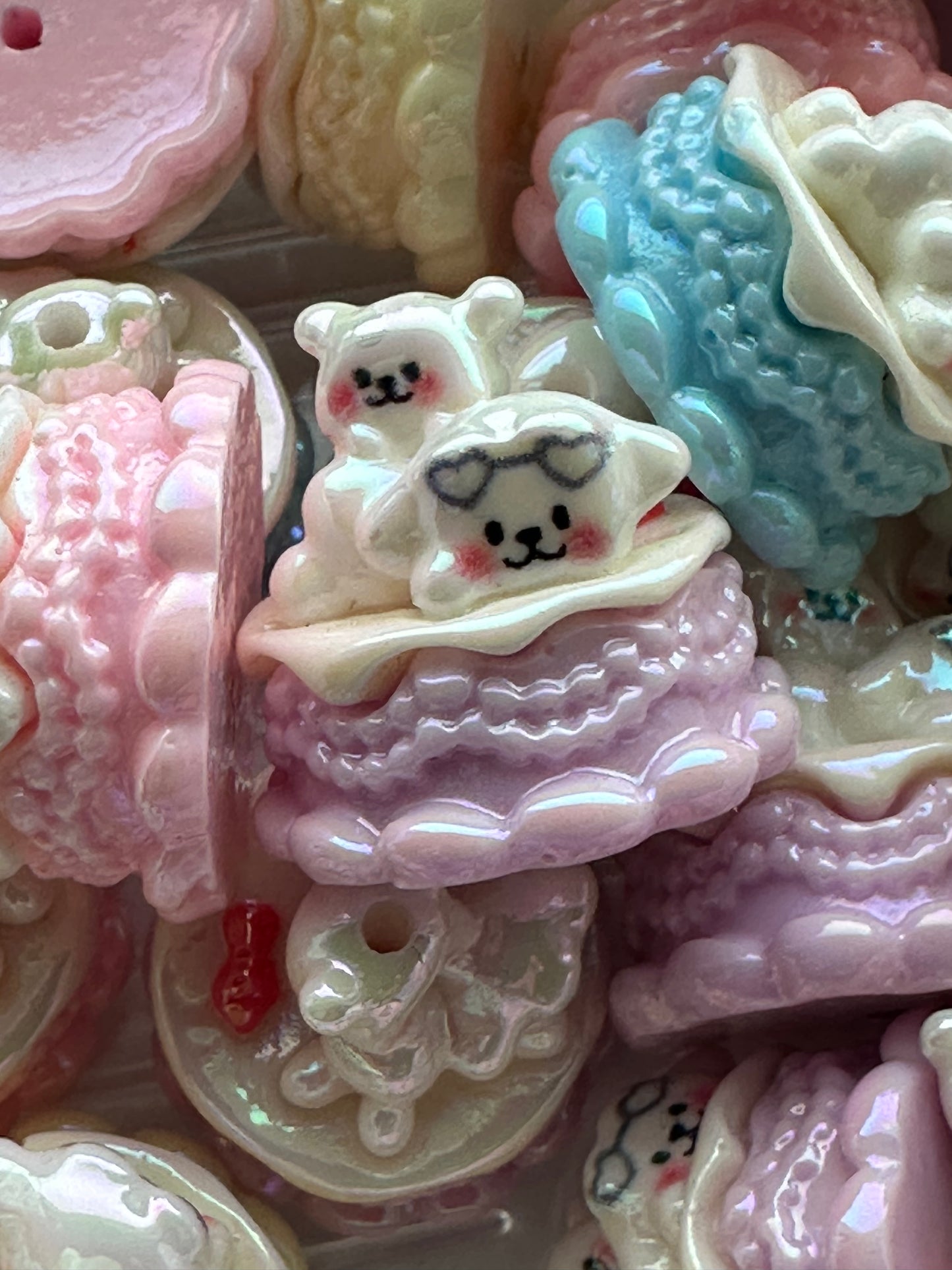 Birthday cake focal beads/ acrylic beads / 3D beads for focal beading-3 beads per set