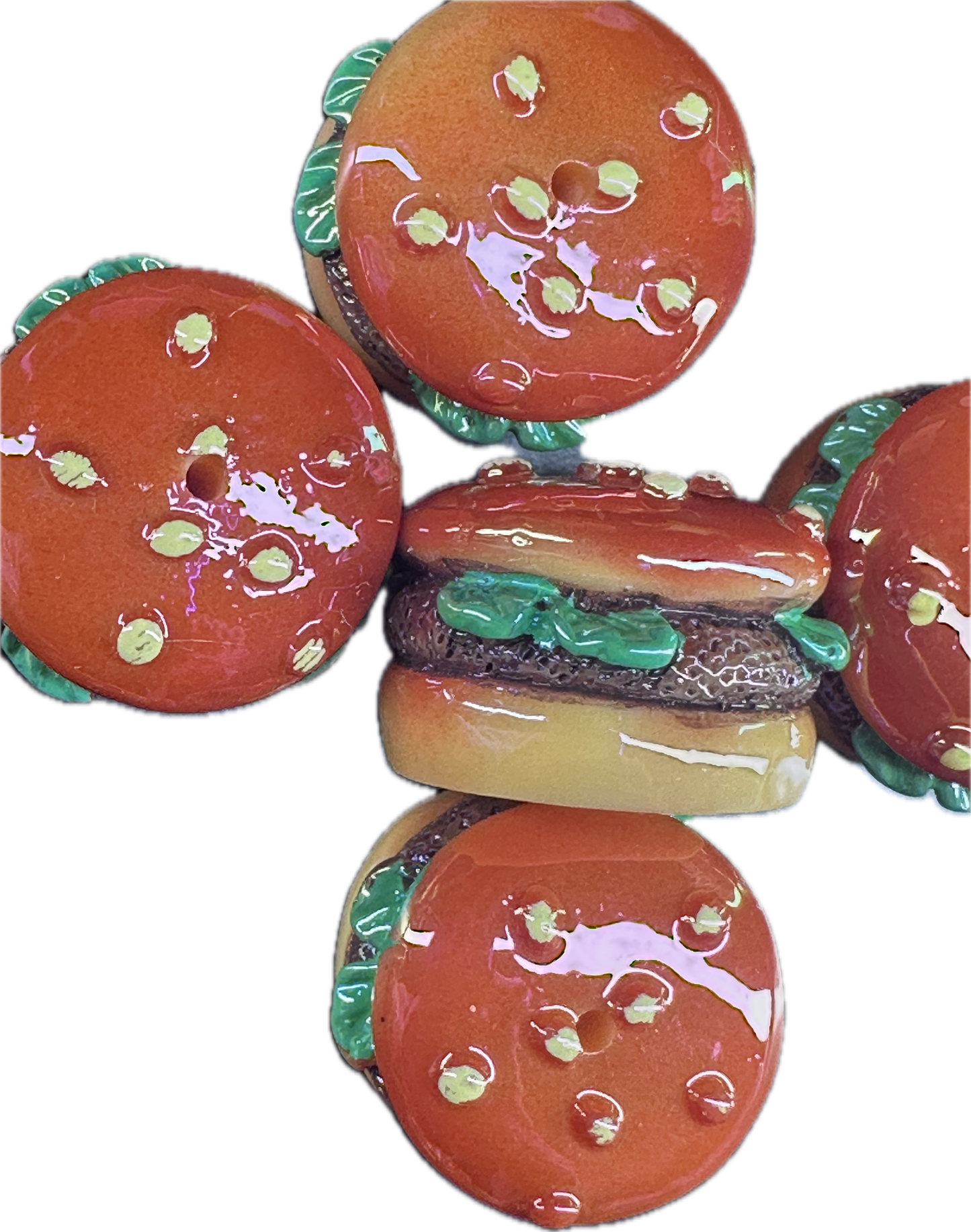 3D hamburger acrylic bead/ beadable pen/ replica burger bead/ keychain bead/hamburger/food/set of 2