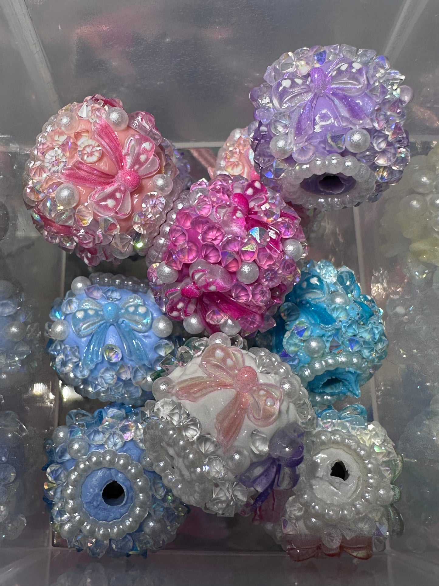 Five (5) flower fancy beads included/fancy Bead/ beadable pen/ keychain bead/ pastel beads/assorted colors/20mm