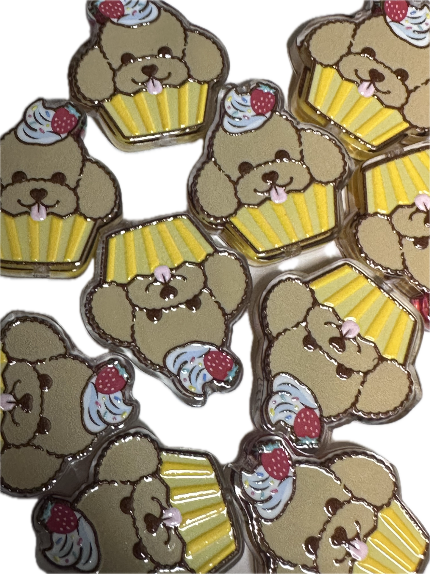 Puppy acrylic focal bead- set of 2/ focal bead/ pen beading / keychain bead/ cupcake/pupcake