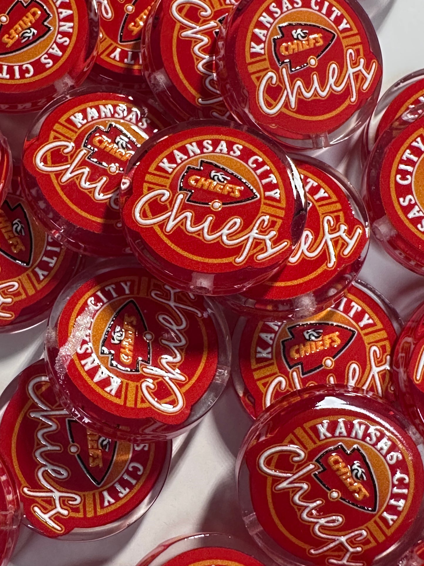 NEW red acrylic focal bead- set of 2/ focal bead/ pen beading / keychain bead /football