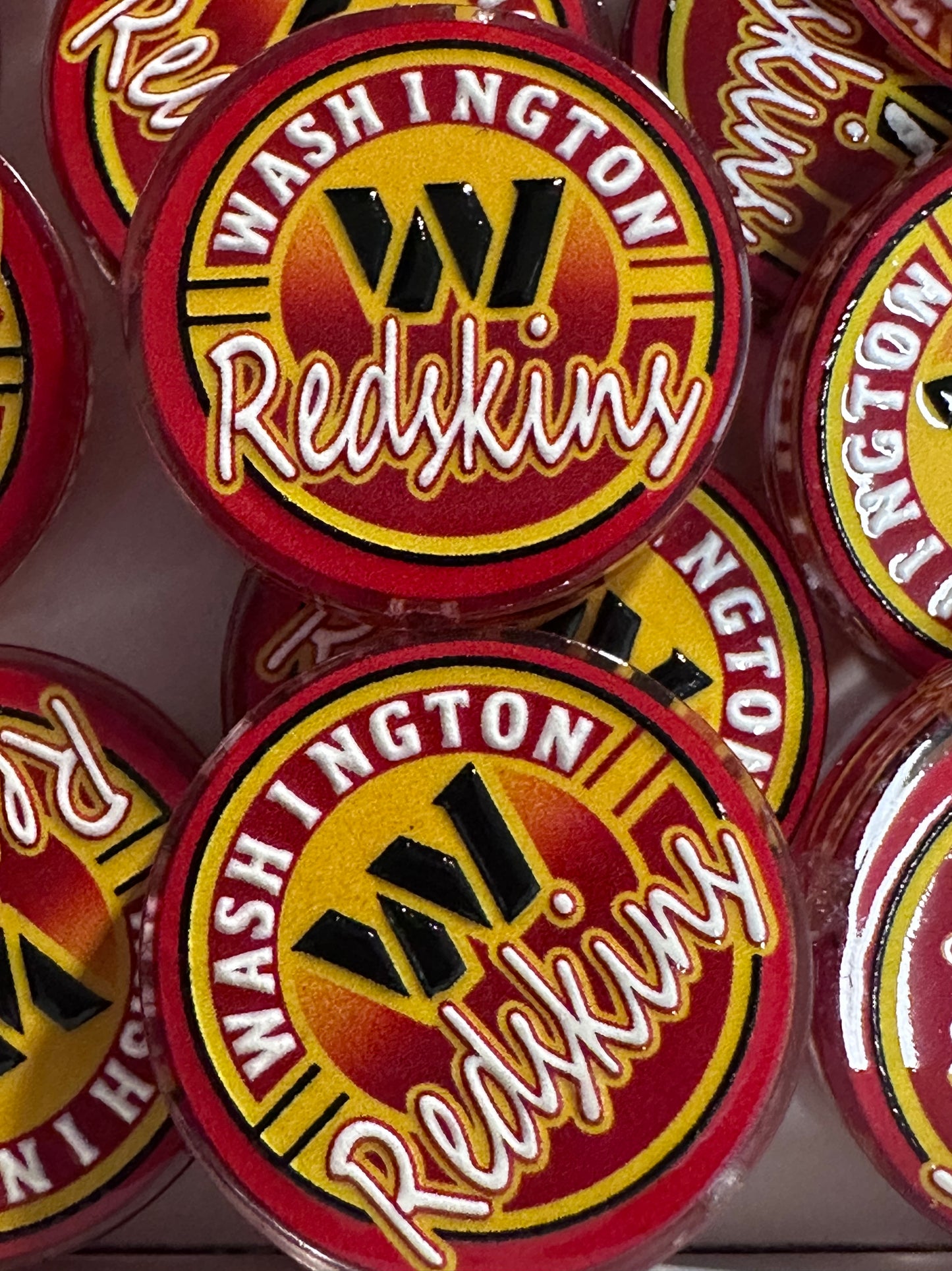Washington Redskins acrylic focal bead- set of 2/ focal bead/ pen beading / keychain bead /football