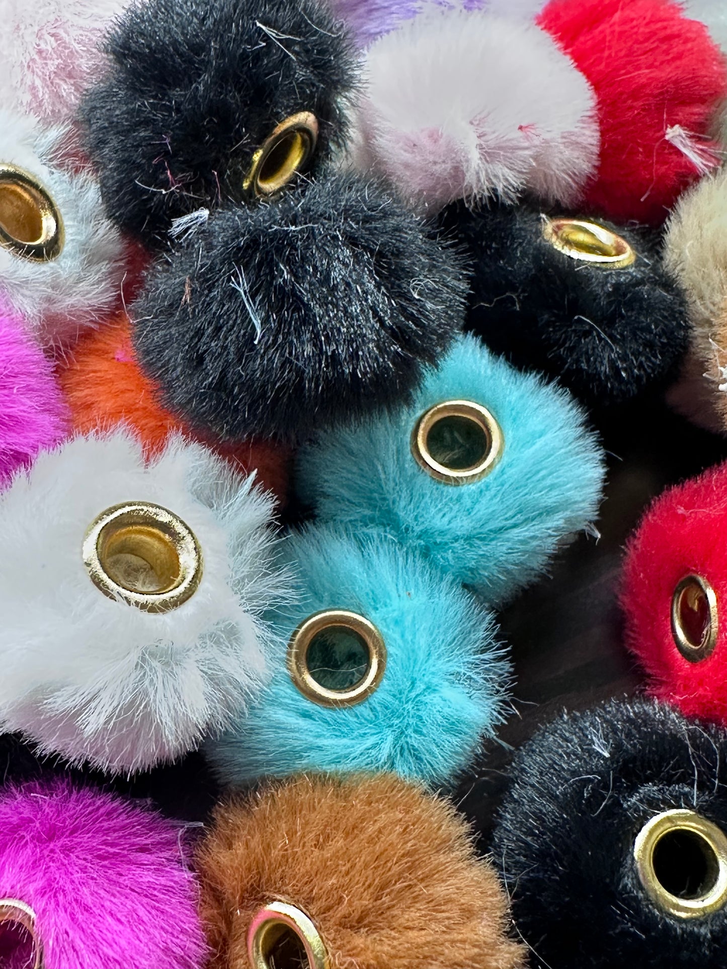 Pom Pom Beads/ beadable pen/ furry  bead/ multicolored / keychain bead/ puffy bead/ fur ball/ ten (10) Pom poms