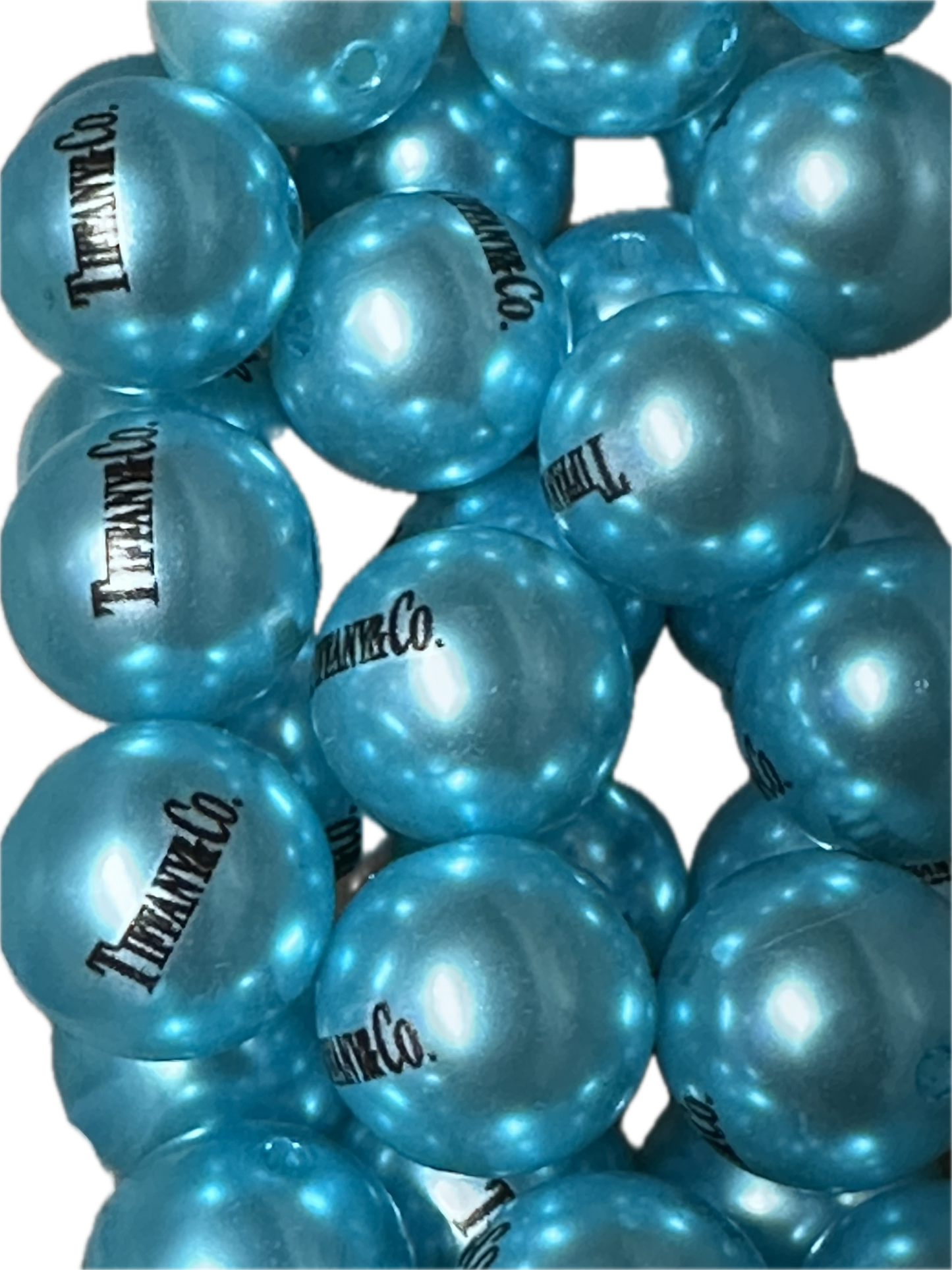 Blue shiny satin beads with design/ Ten (10) round shaped beads included/ jewelry Bead/ beadable pen beads/ keychain bead/ DIY