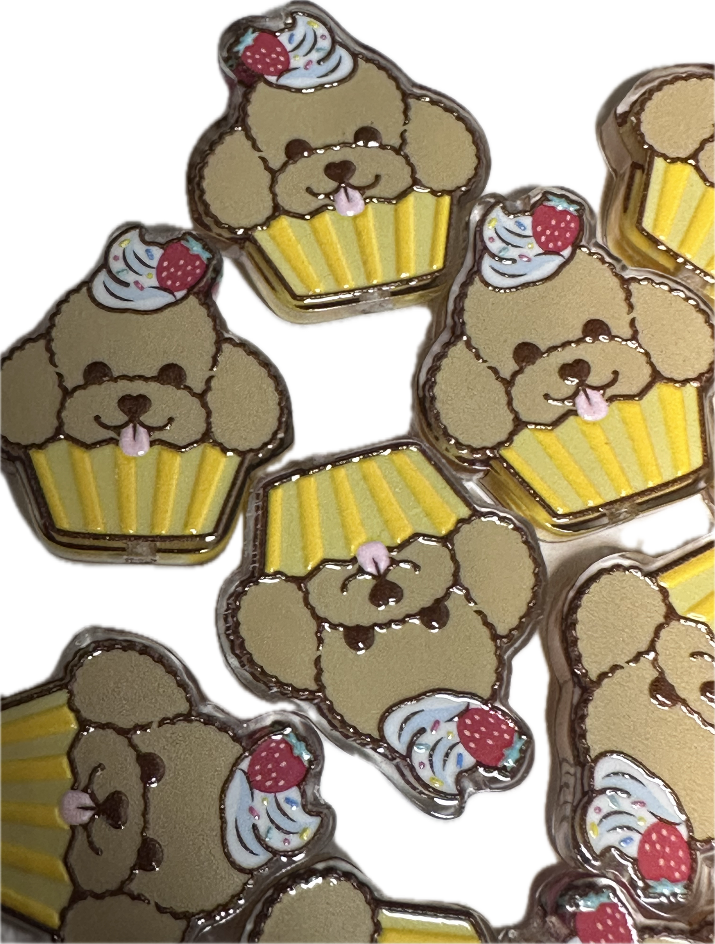 Puppy acrylic focal bead- set of 2/ focal bead/ pen beading / keychain bead/ cupcake/pupcake