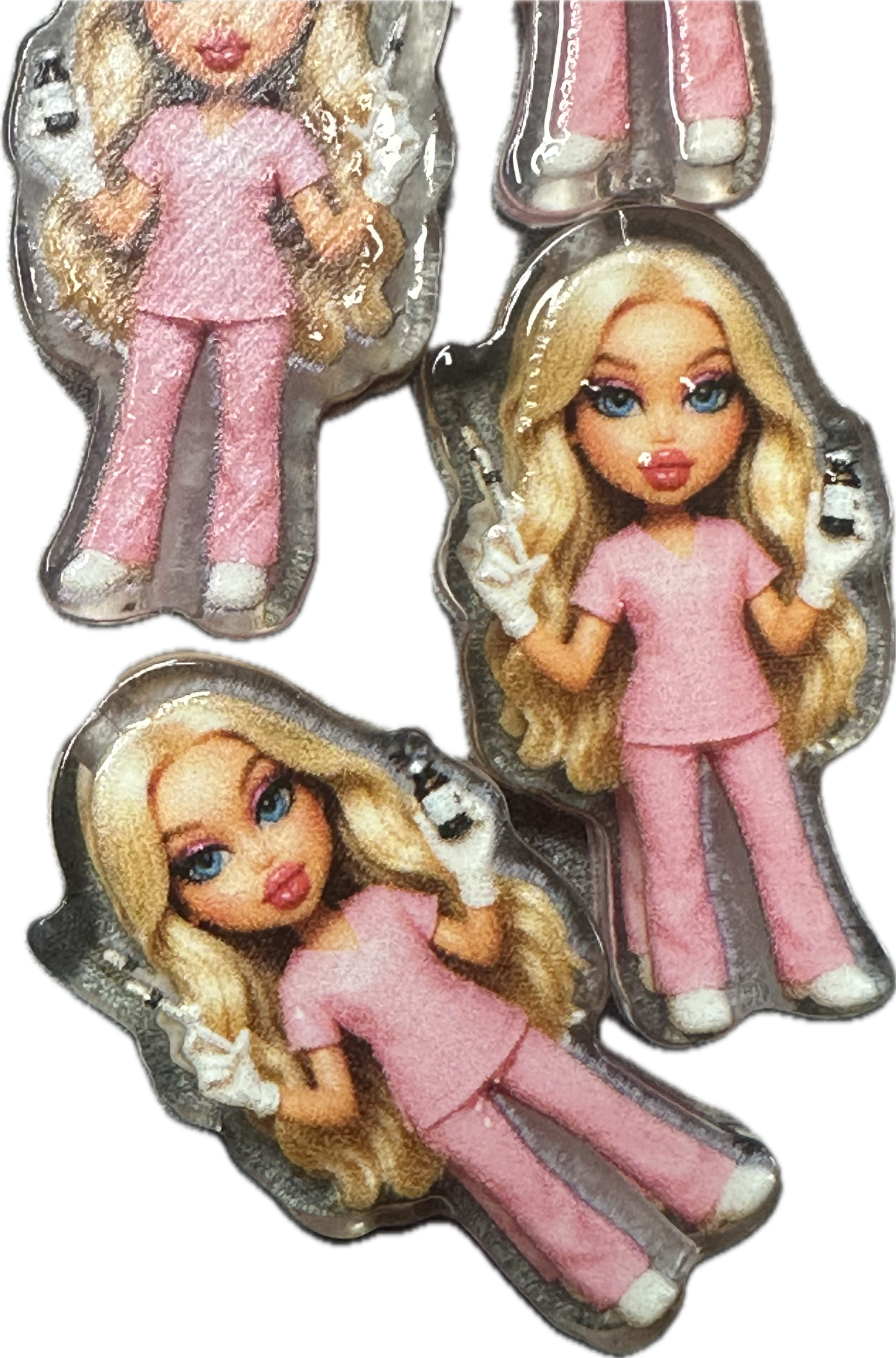 Nurse acrylic focal bead- set of 2/ focal bead/ pen beading / keychain bead/