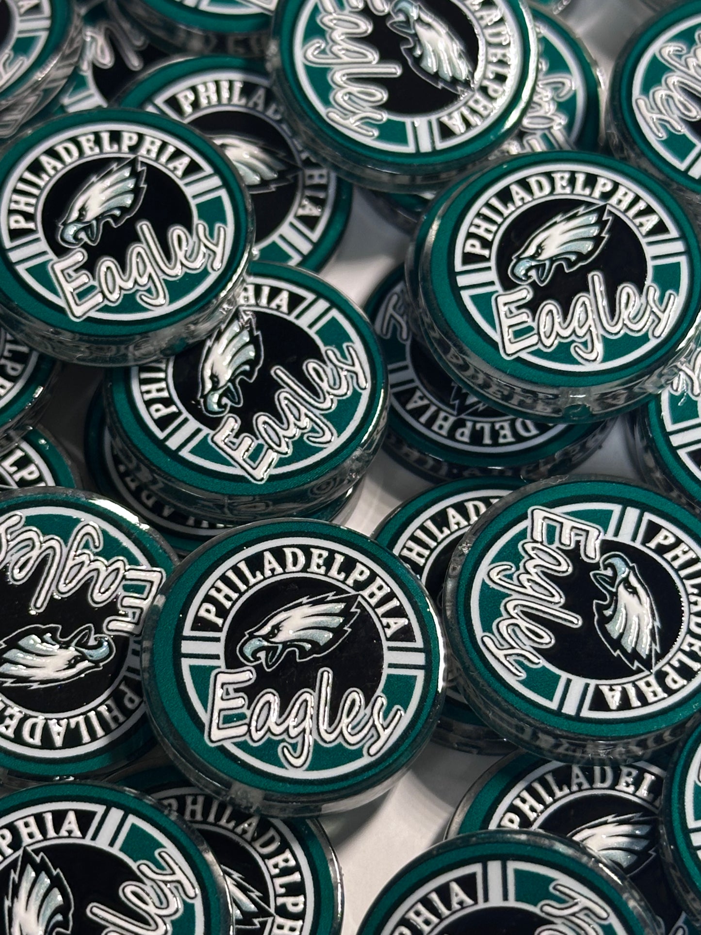 NEW Philadelphia Eagles acrylic focal bead- set of 2/ focal bead/ pen beading / keychain bead /football