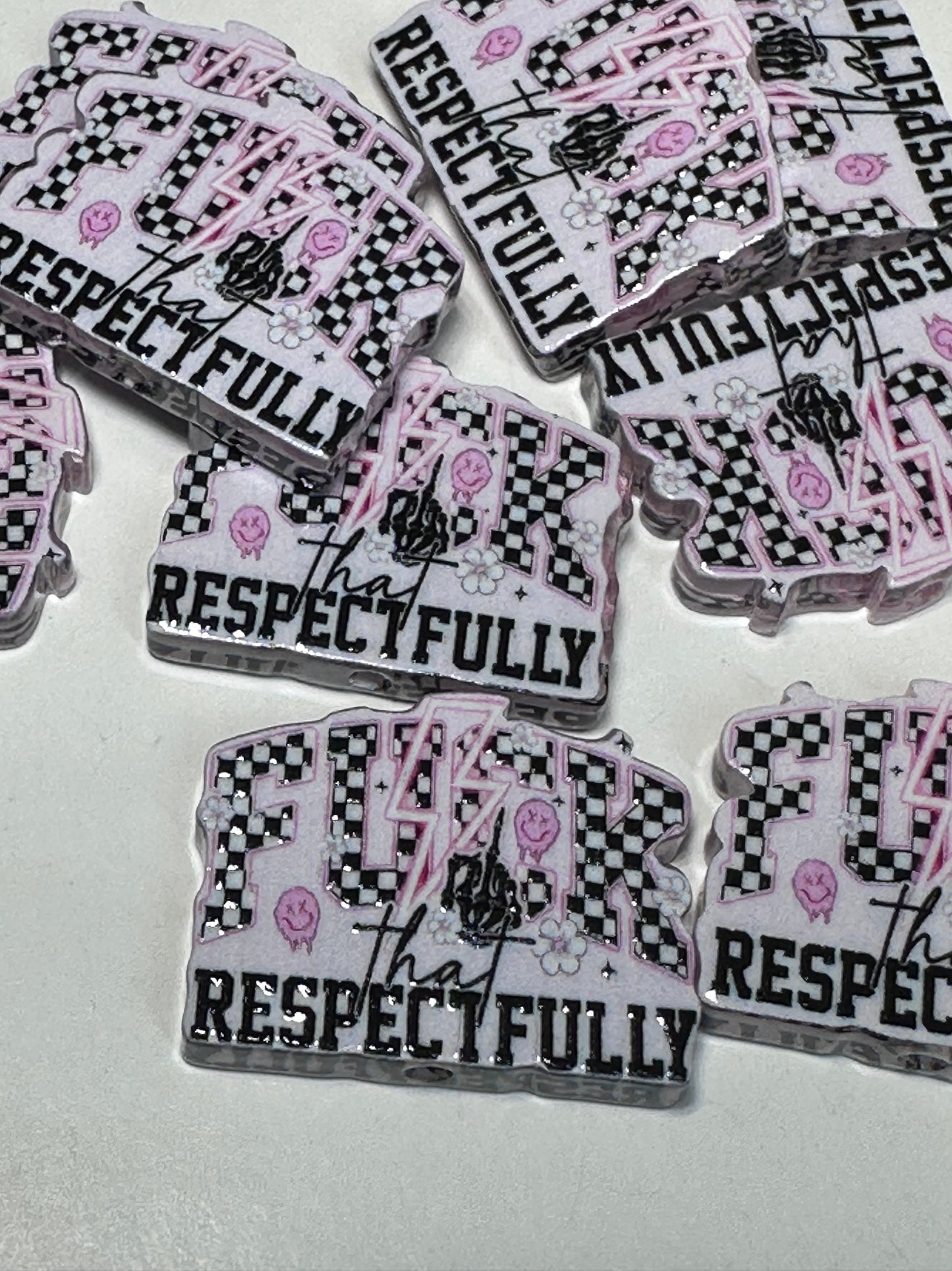 Respectfully acrylic focal bead- set of 2/ focal bead/ pen beading / keychain bead