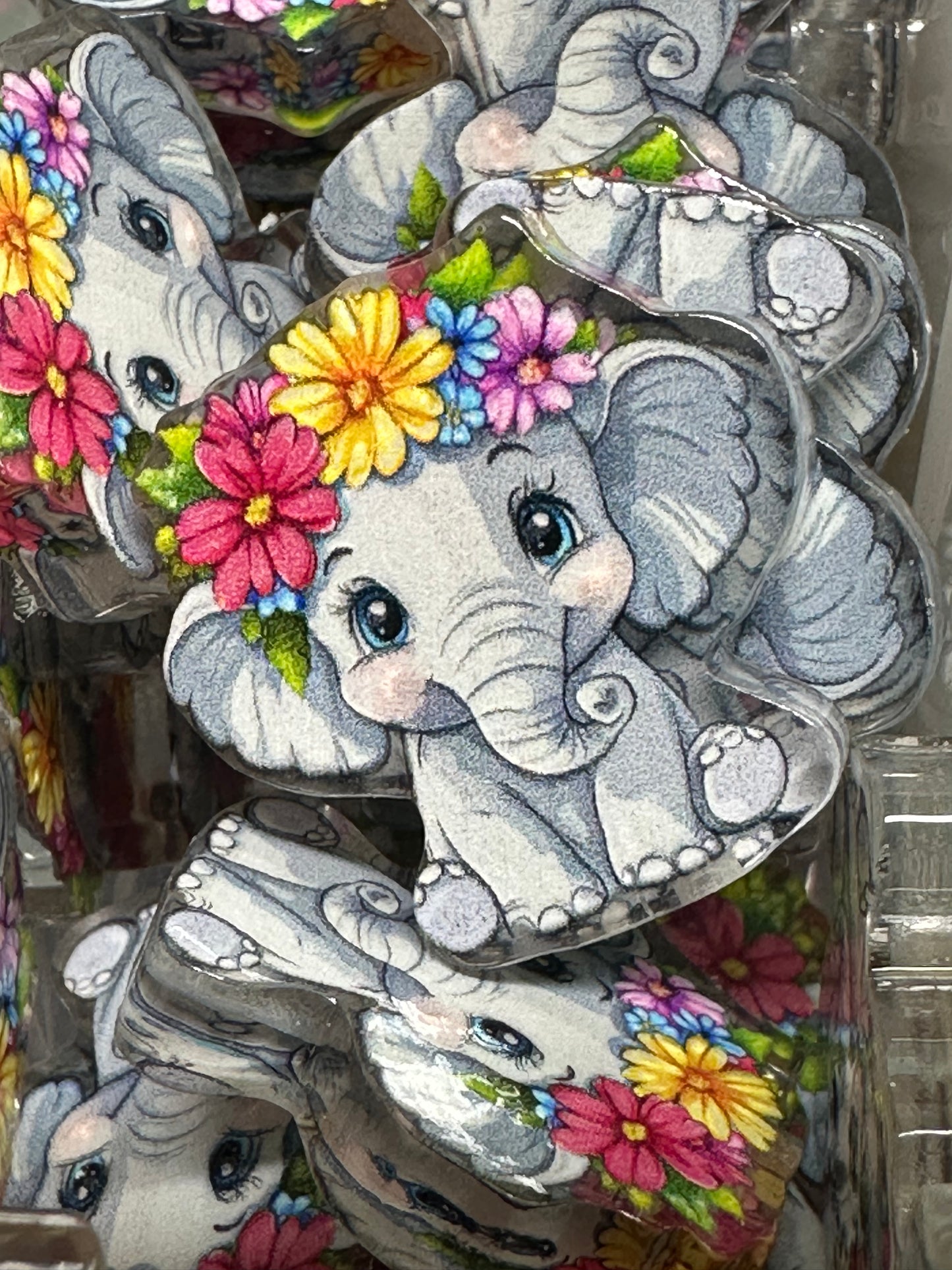 Elephant  acrylic focal bead- set of 2/ focal bead/ pen beading / keychain bead/