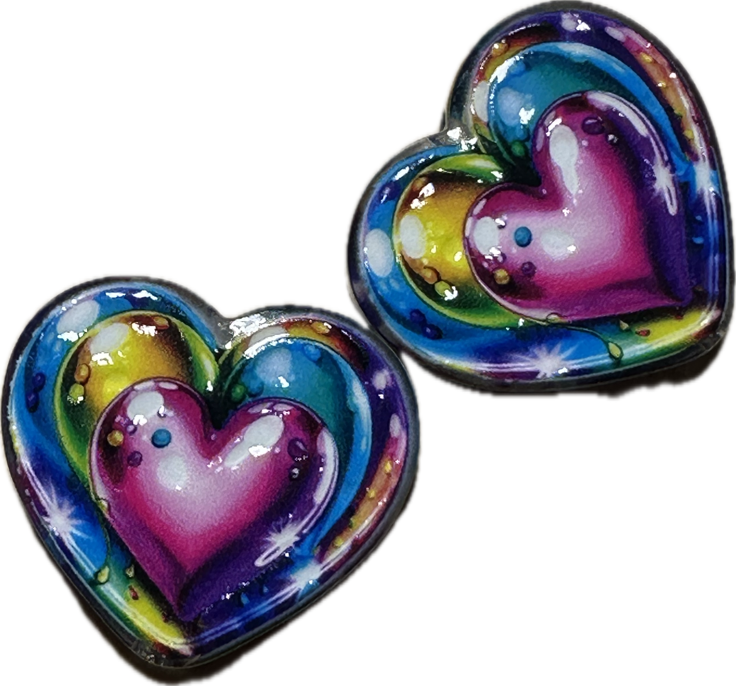 Colorful Heart acrylic focal bead- set of 2/ focal bead/ pen beading / keychain bead/