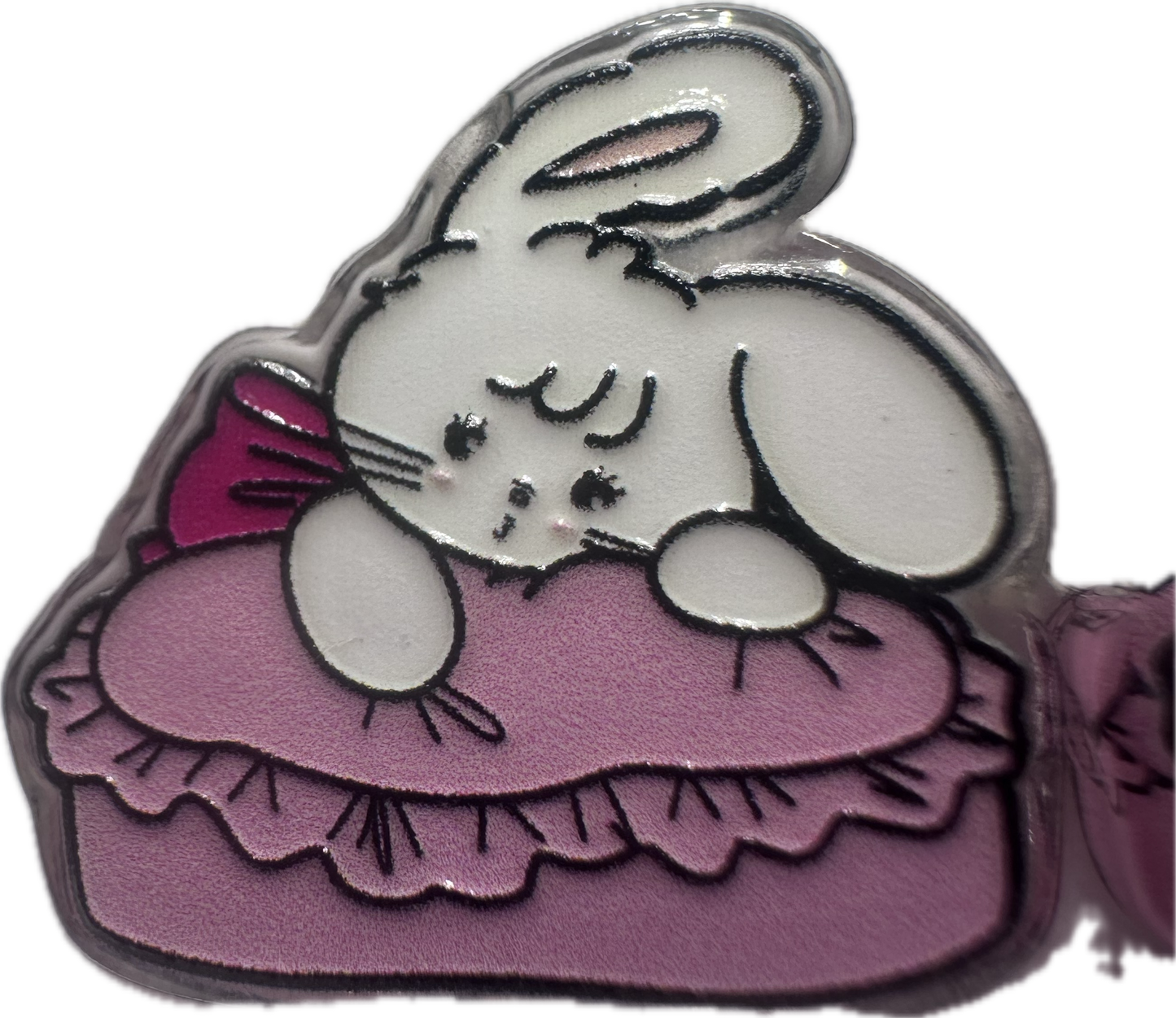 Bunny sleeping on pillow acrylic focal bead- set of 2/ focal bead/ pen beading / keychain bead/