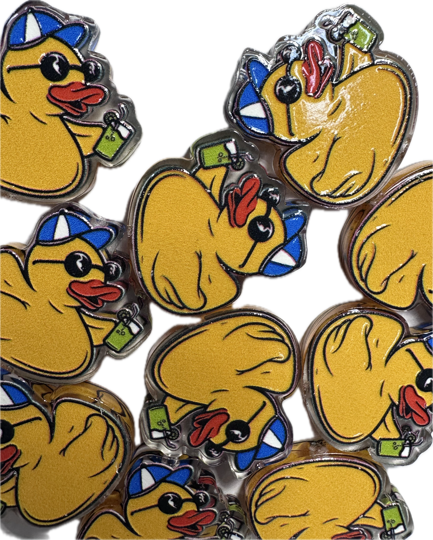 Yellow duck acrylic focal bead- set of 2/ focal bead/ pen beading / keychain bead/