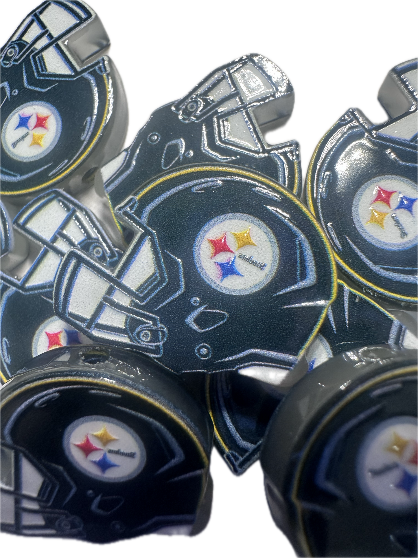 NEW Steelers helmet acrylic focal bead- set of 2/ focal bead/ pen beading / keychain/Football